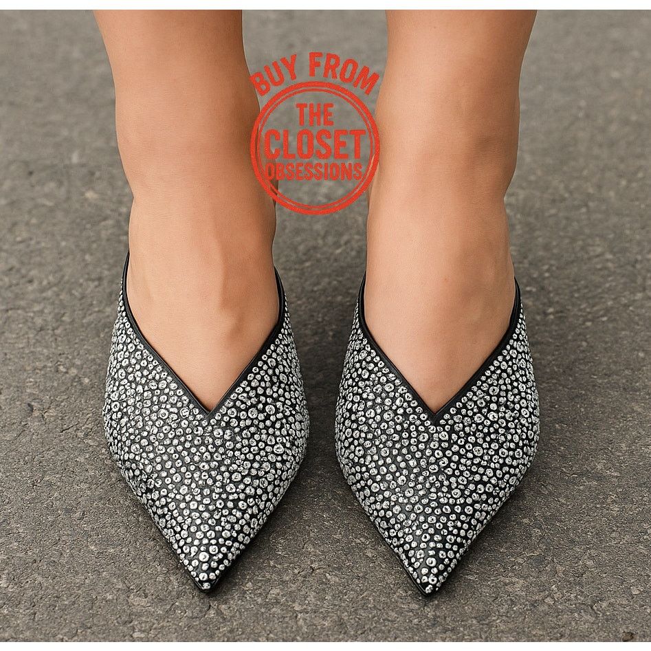 Mango MANGO Bejeweled Pointed Mules NWT Size US 6.5 / IT 36.5 - 1 Thumbnail