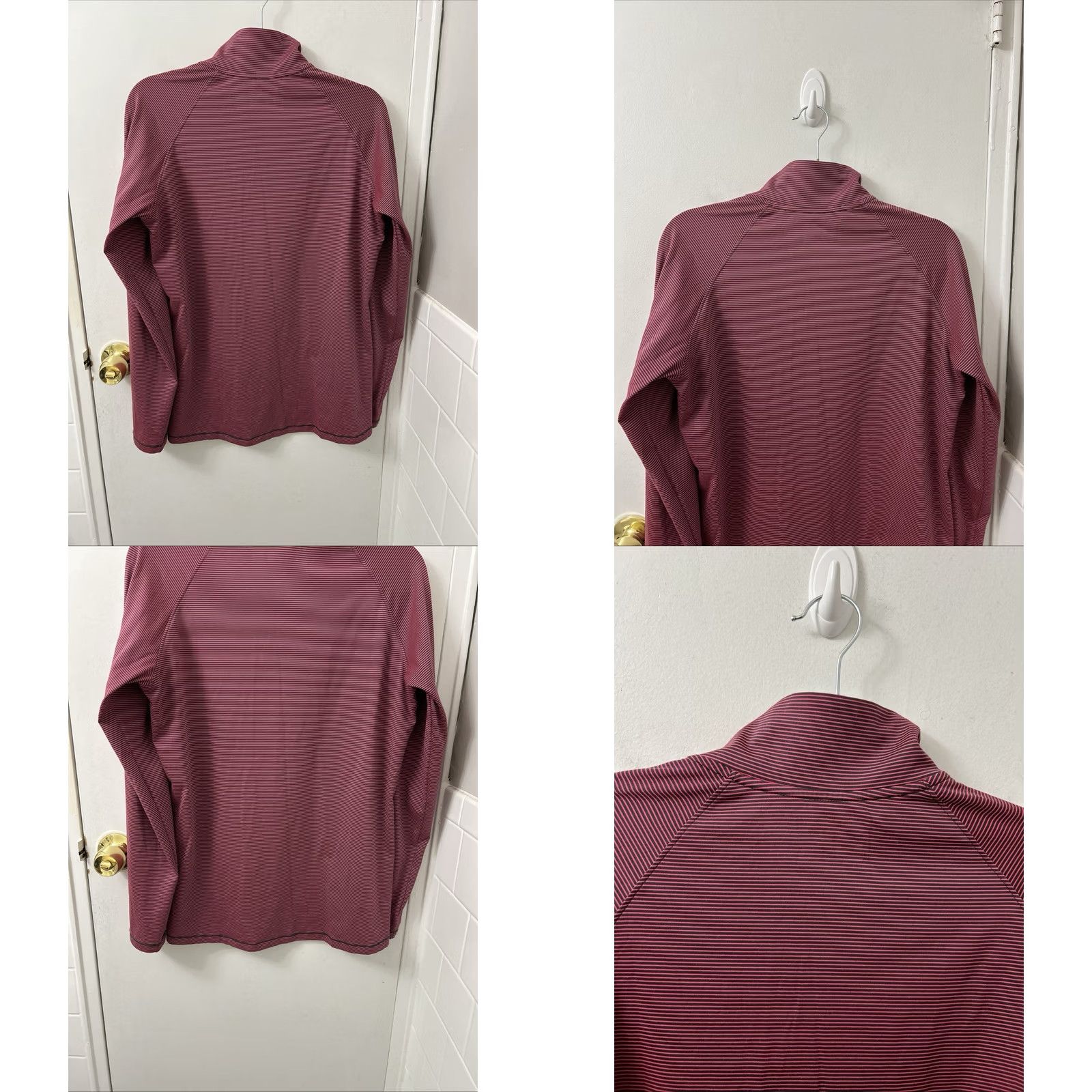 Under Armour Under Armour HeatGear Quarter Zip Mens M Maroon Black Striped Pullover L/S Hoodless? Size US M / EU 48-50 / 2 - 8 Thumbnail