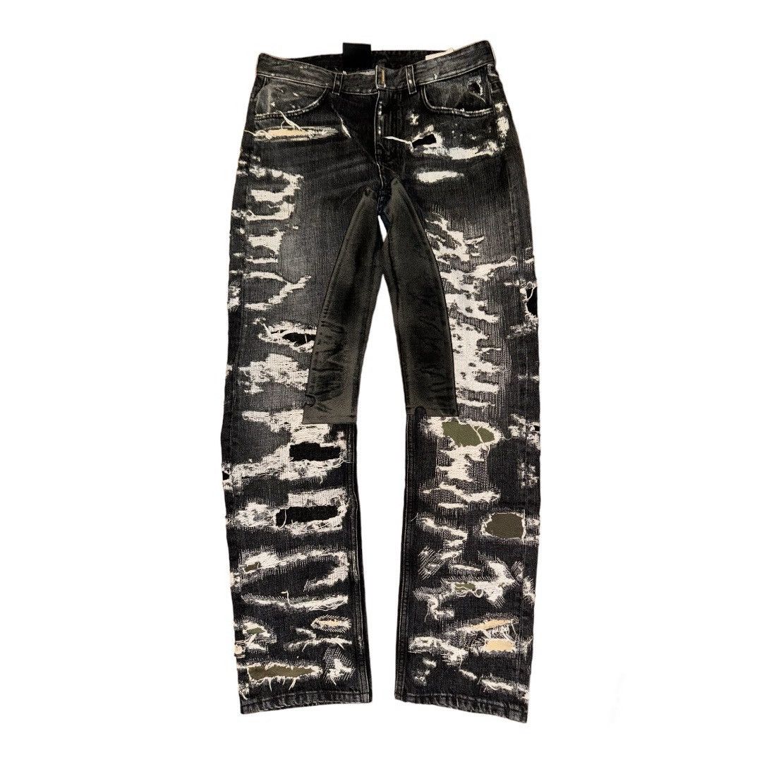 image of Givenchy Matthew Williams Jeans In Destroyed Denim Moleskin in Black, Men's (Size 30)