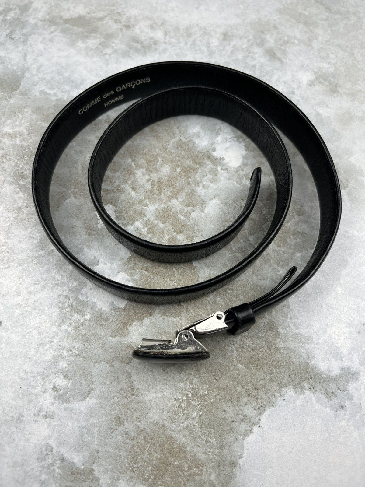 Comme des Garcons Comme des Garcons Homme Black Leather Buckle Belt Size ONE SIZE - 4 Thumbnail