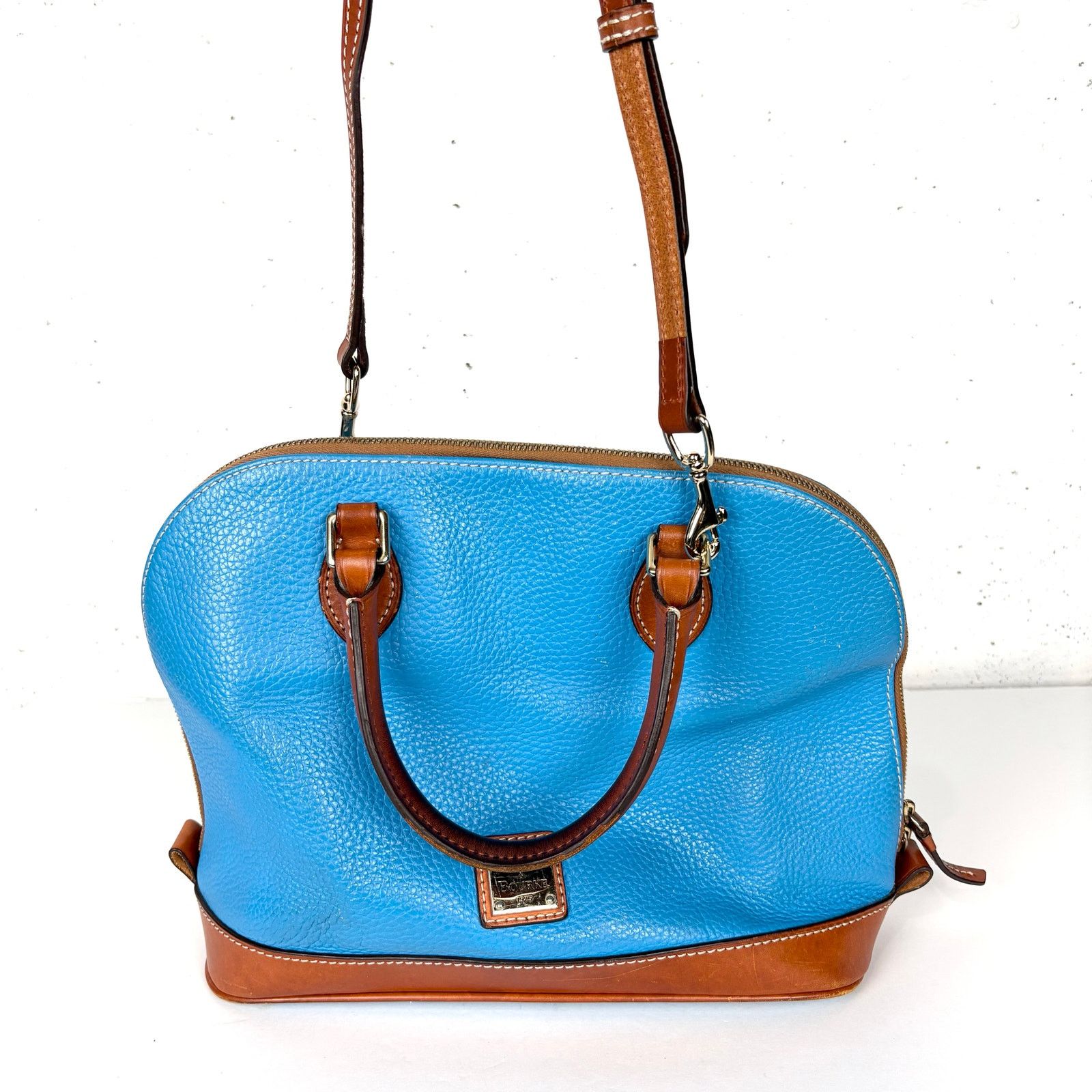 Dooney & Bourke Dooney & Bourke Zip Zip Pebble Grain Domed Satchel Blue Size ONE SIZE - 5 Thumbnail