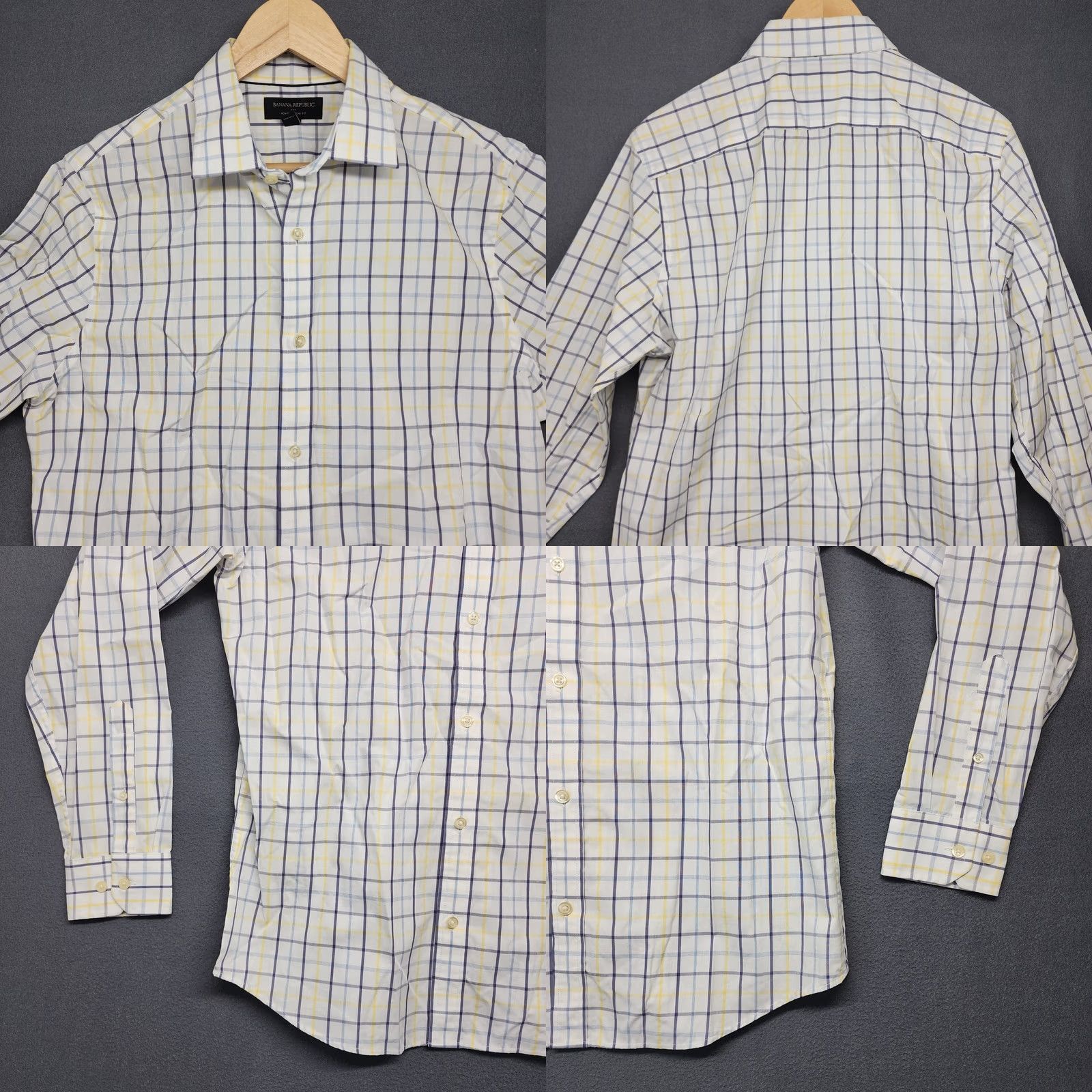 Banana Republic Banana Republic Shirt Mens Medium Slim Fit 15-15.5 33-34 Windowpane Plaid Easter Size US M / EU 48-50 / 2 - 8 Thumbnail