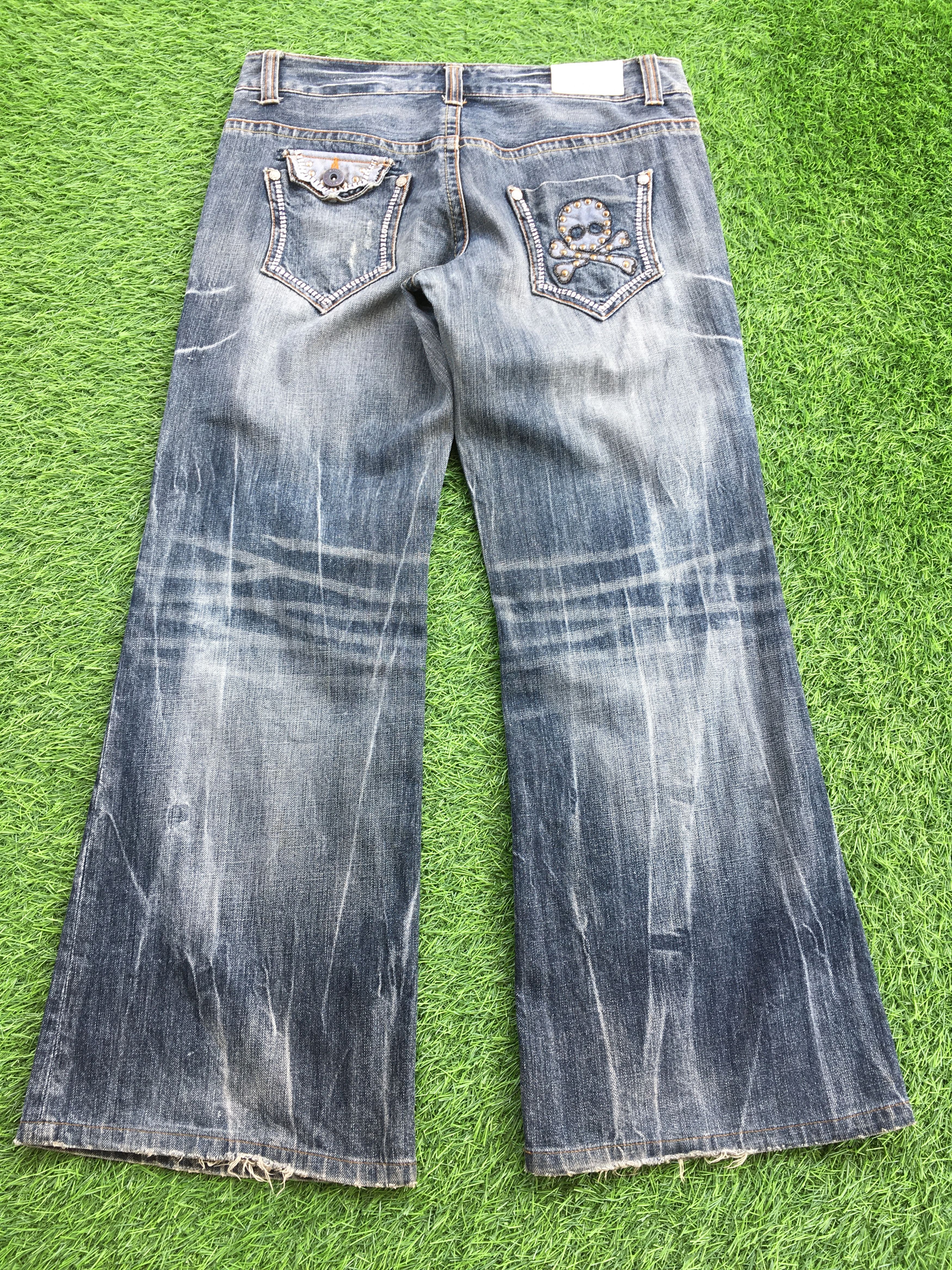 Japanese Brand Distressed Japanese Skull Baggy Wide Leg Denim Jeans D-1190 Size US 28 / EU 44 - 1 Thumbnail