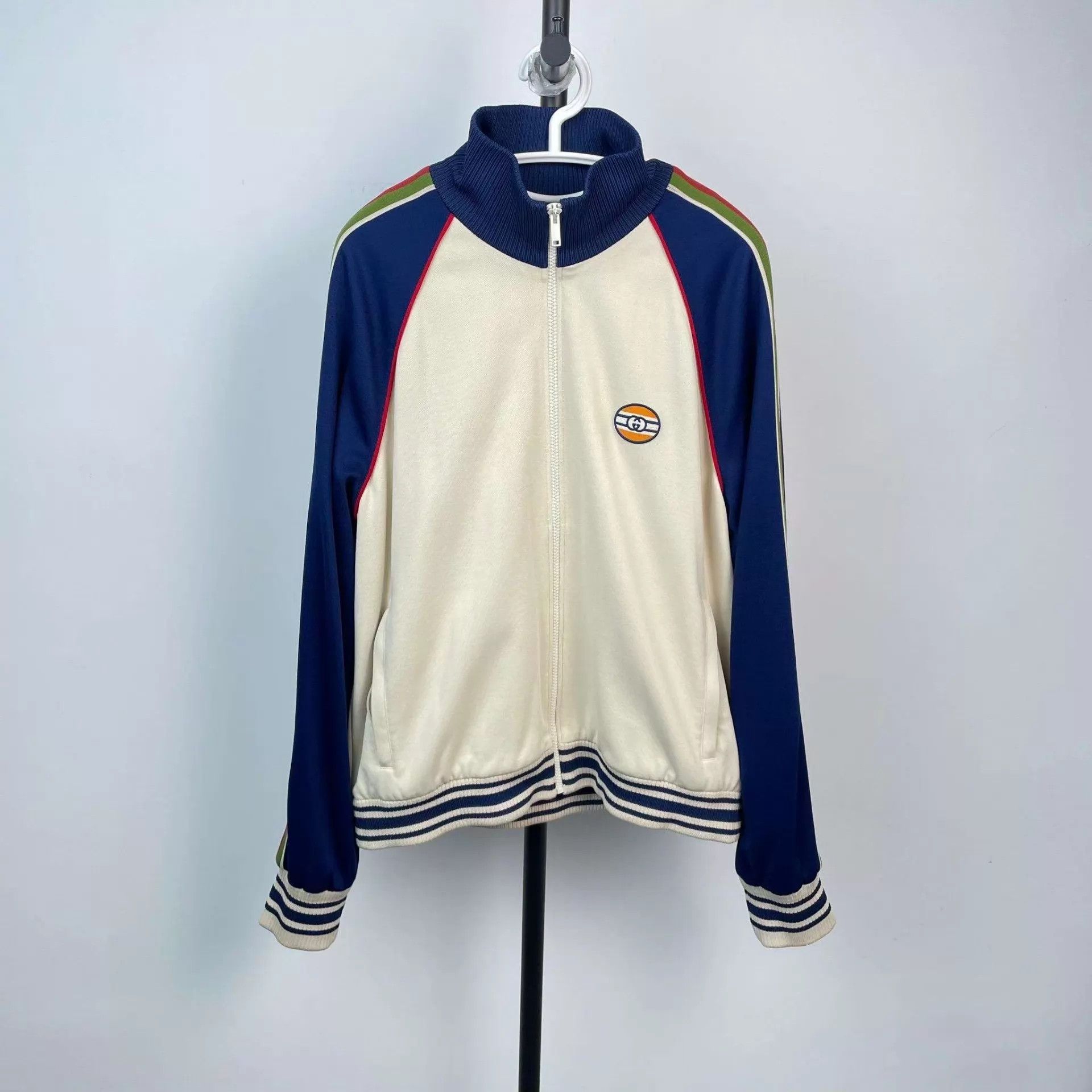 Gucci Gucci Cotton Blue White Colorblock Track Jacket 175 Size L / US 10 / IT 46 - 1 Thumbnail