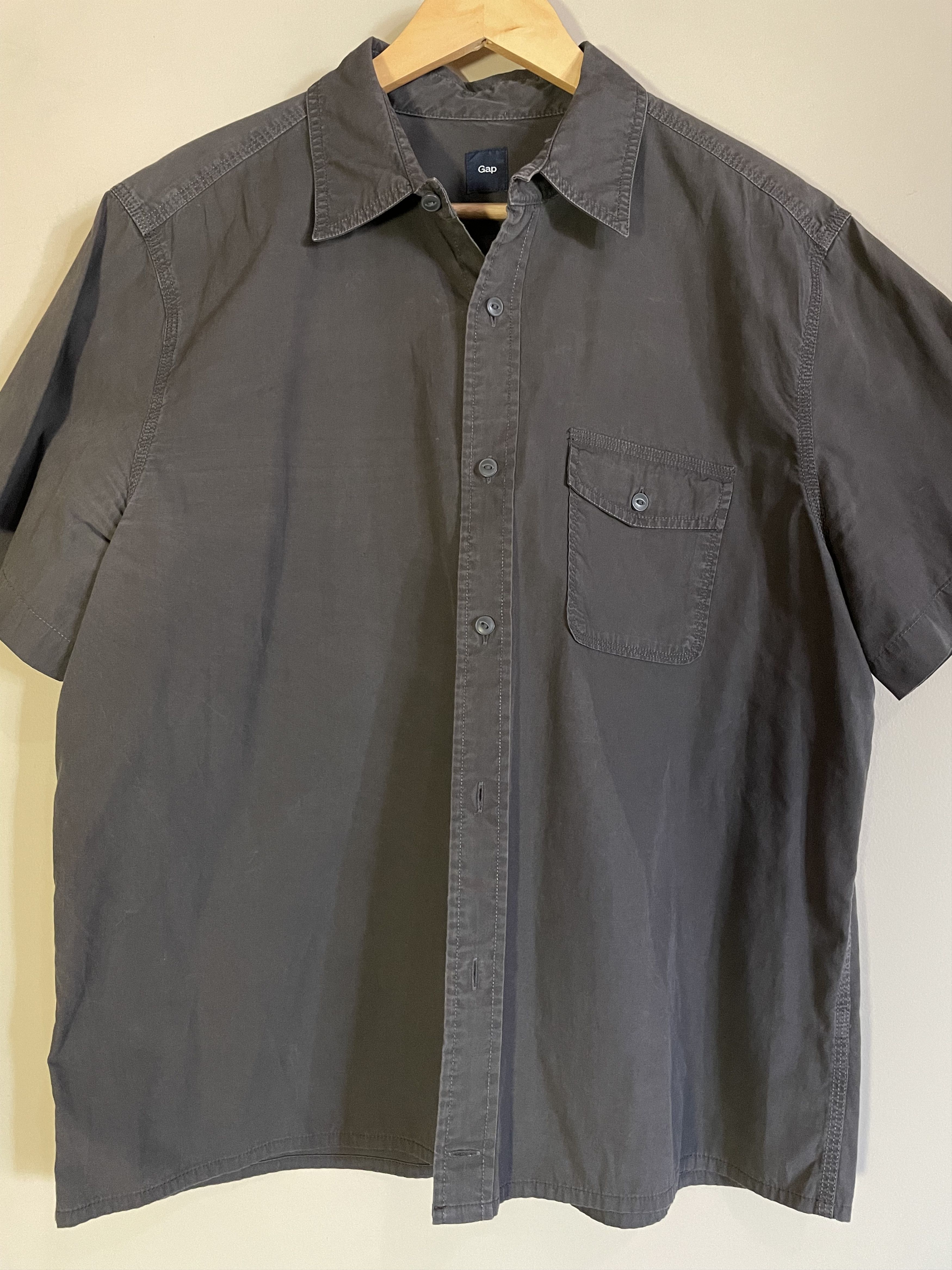 Gap GAP Black Poplin Cotton S/S Shirt, Men's Medium Size US M / EU 48-50 / 2 - 1 Thumbnail