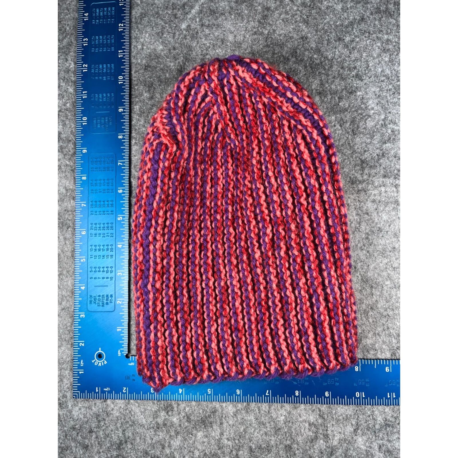 Pinko Handmade Beanie Unisex Adults One Size Purple Pink Stripe Knit Acrylic Hat Beanie Size ONE SIZE - 4 Thumbnail