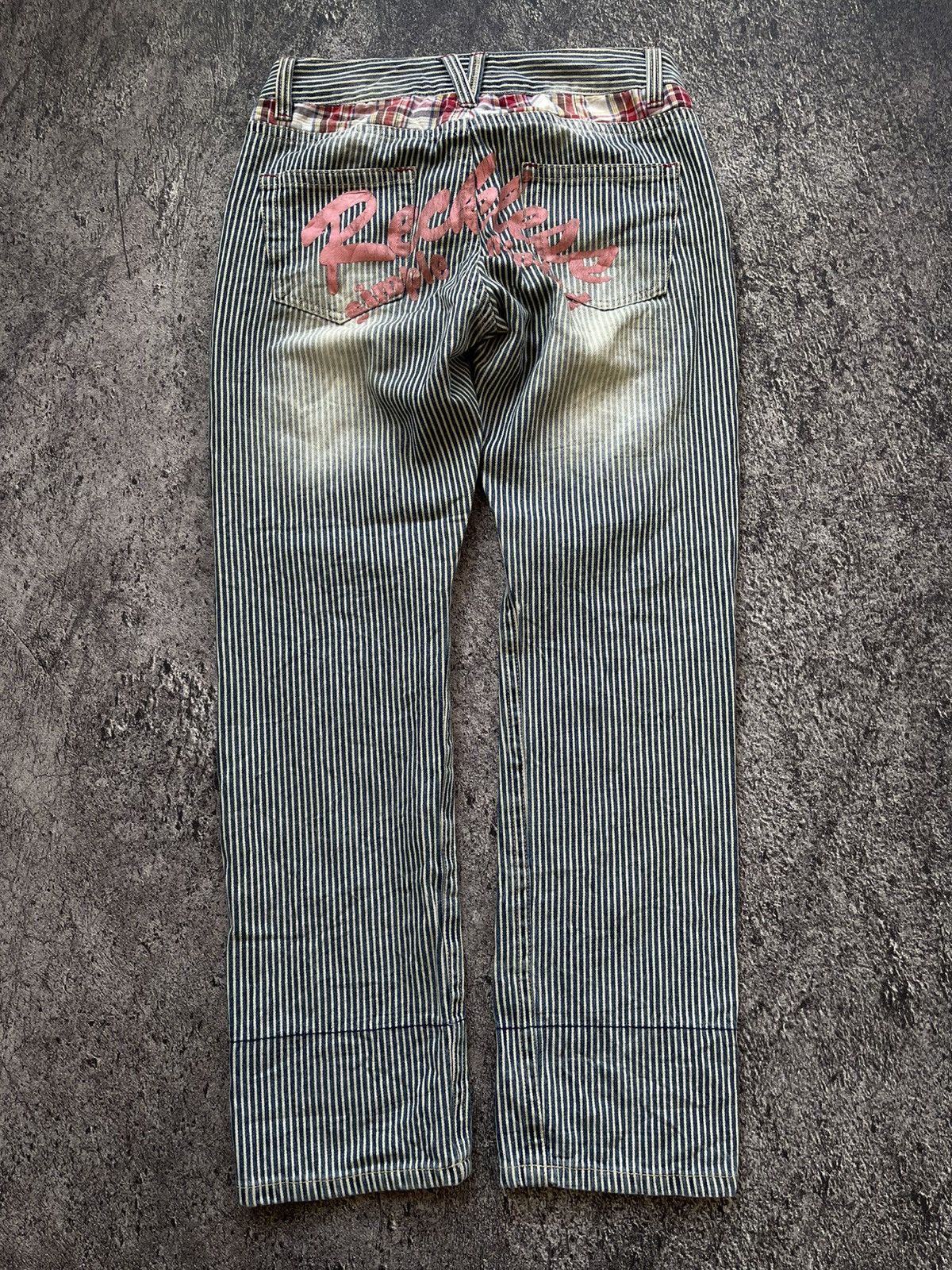 Japanese Brand Y2k Colza patchwork hickory bootcut jeans Size US 30 / EU 46 - 5 Thumbnail