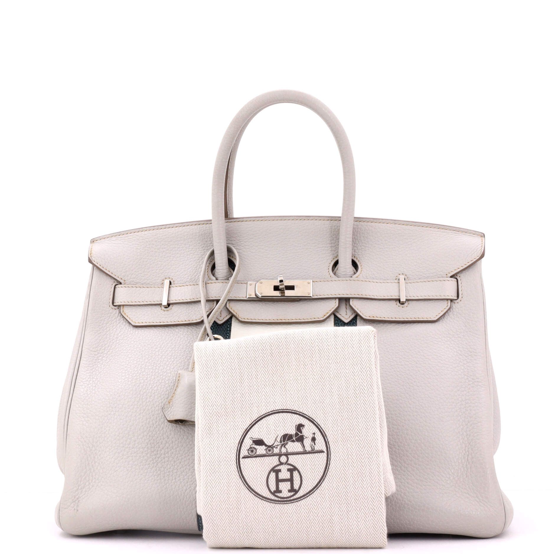 Hermes Club Birkin Bag Grey Clemence and Lizard with Palladium Hard Size ONE SIZE - 1 Thumbnail