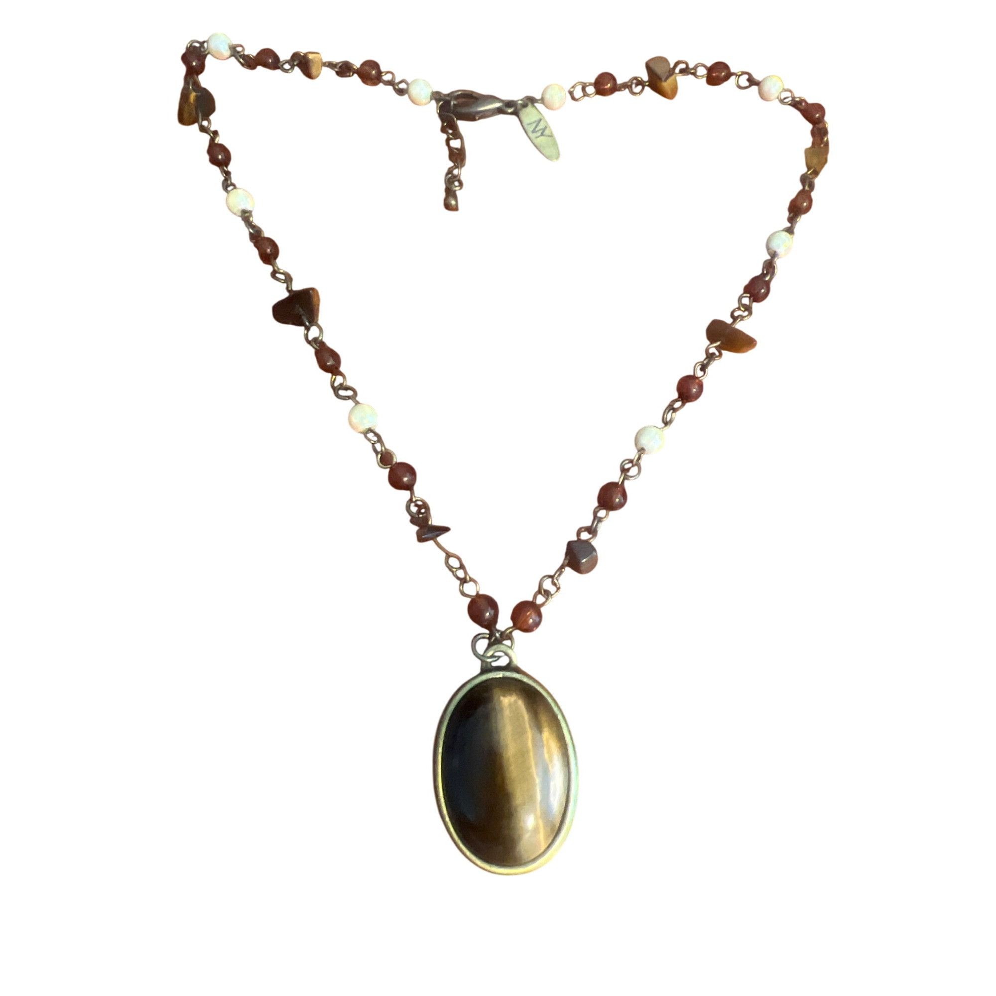 Other Vintage NY & Co Tigers Eye Pendant Necklace Beads Antique Go Size ONE SIZE - 1 Thumbnail