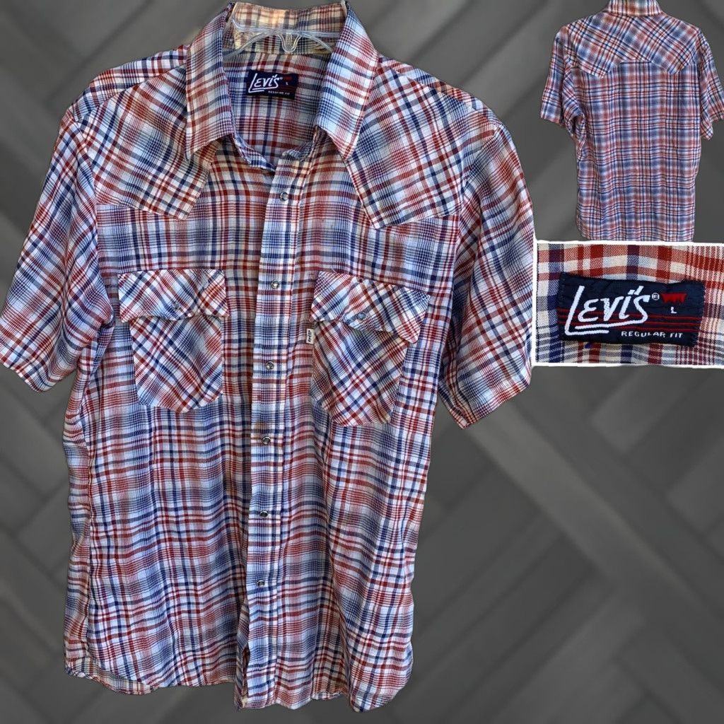 Vintage VINTAGE Levi’s Plaid Shirt Western (faux Pearl Snap) Thin Worn Sz L 67648-5301 Size US S / EU 44-46 / 1 - 1 Thumbnail