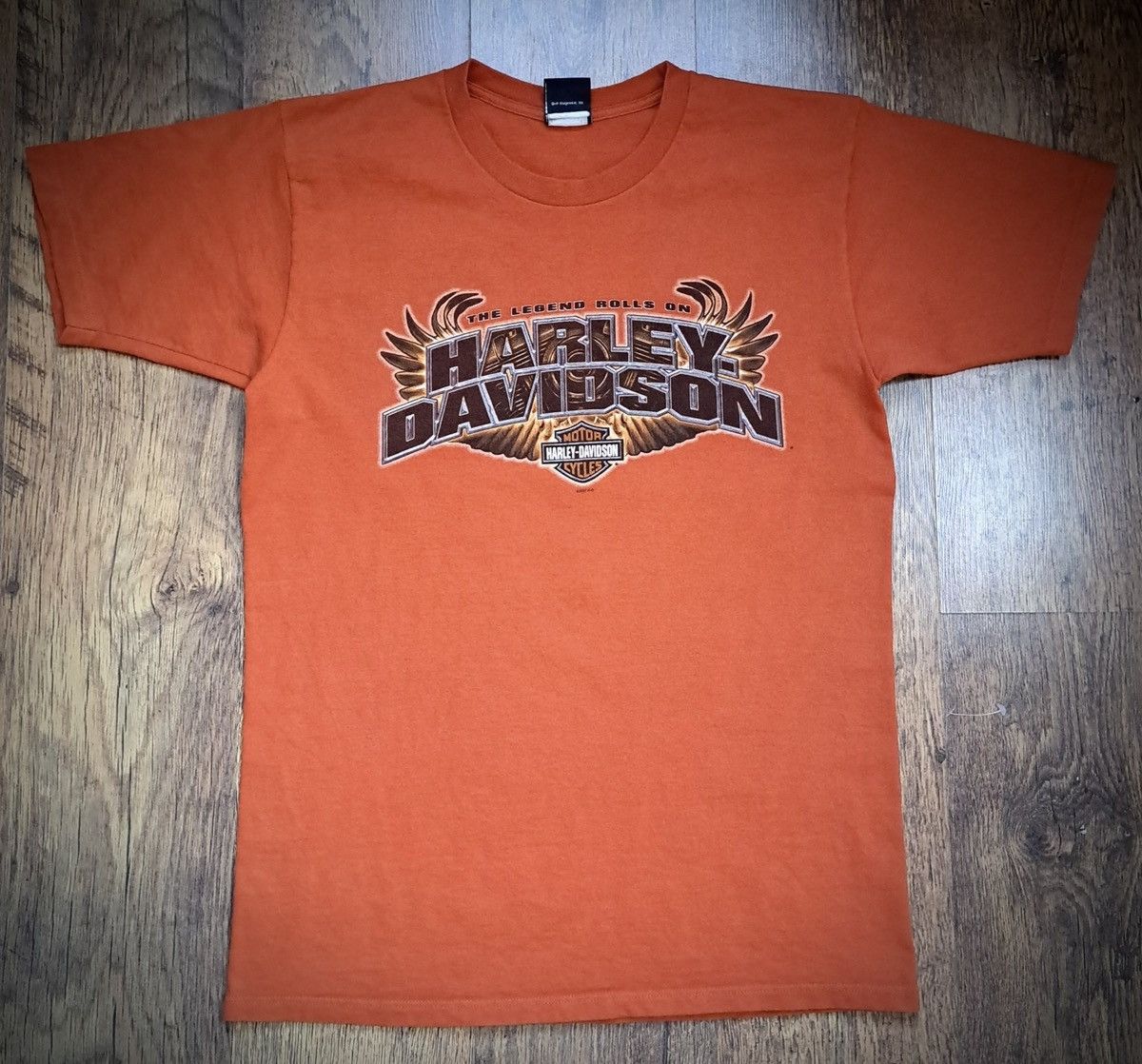 image of Harley Davidson X Chicago X Home Of The Blues X T-Shirt 2007 in Orange, Men's (Size XL)