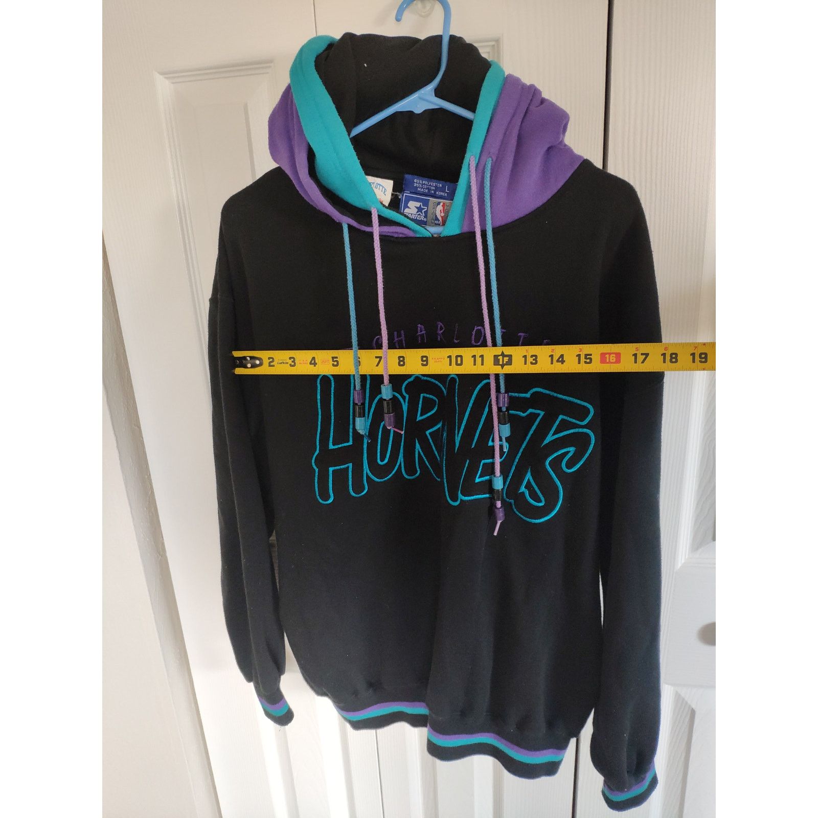 Starter 90s Starter Charlotte Hornets Double Hood Pullover LARGE Size US L / EU 52-54 / 3 - 7 Thumbnail