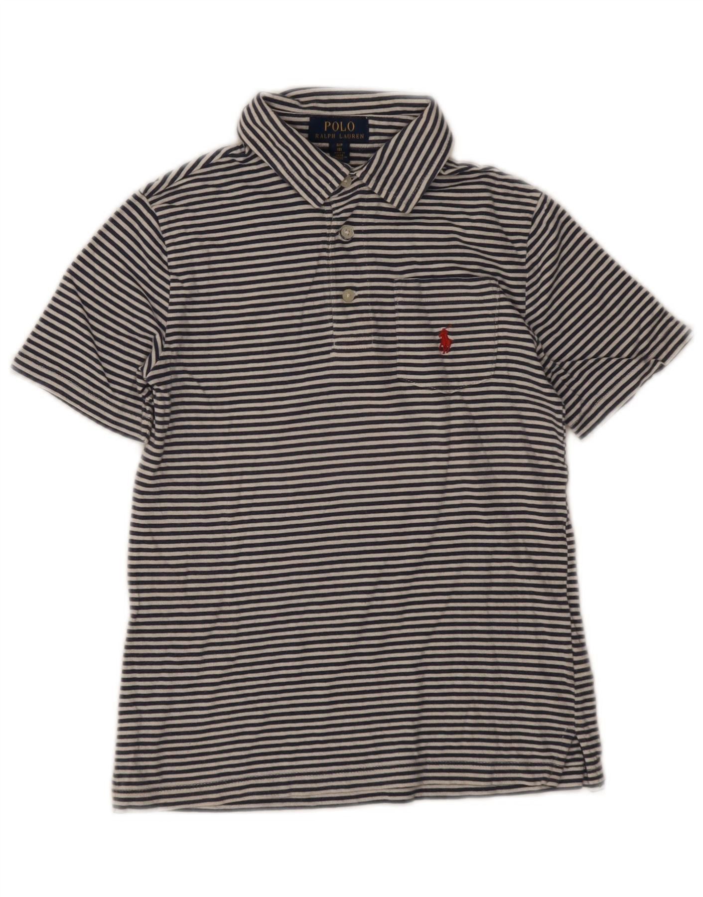 Polo Ralph Lauren Boys Polo Shirt 7-8 Years Small Navy Blue Striped Cotton Size XXS / US 00 / IT 34 - 1 Thumbnail
