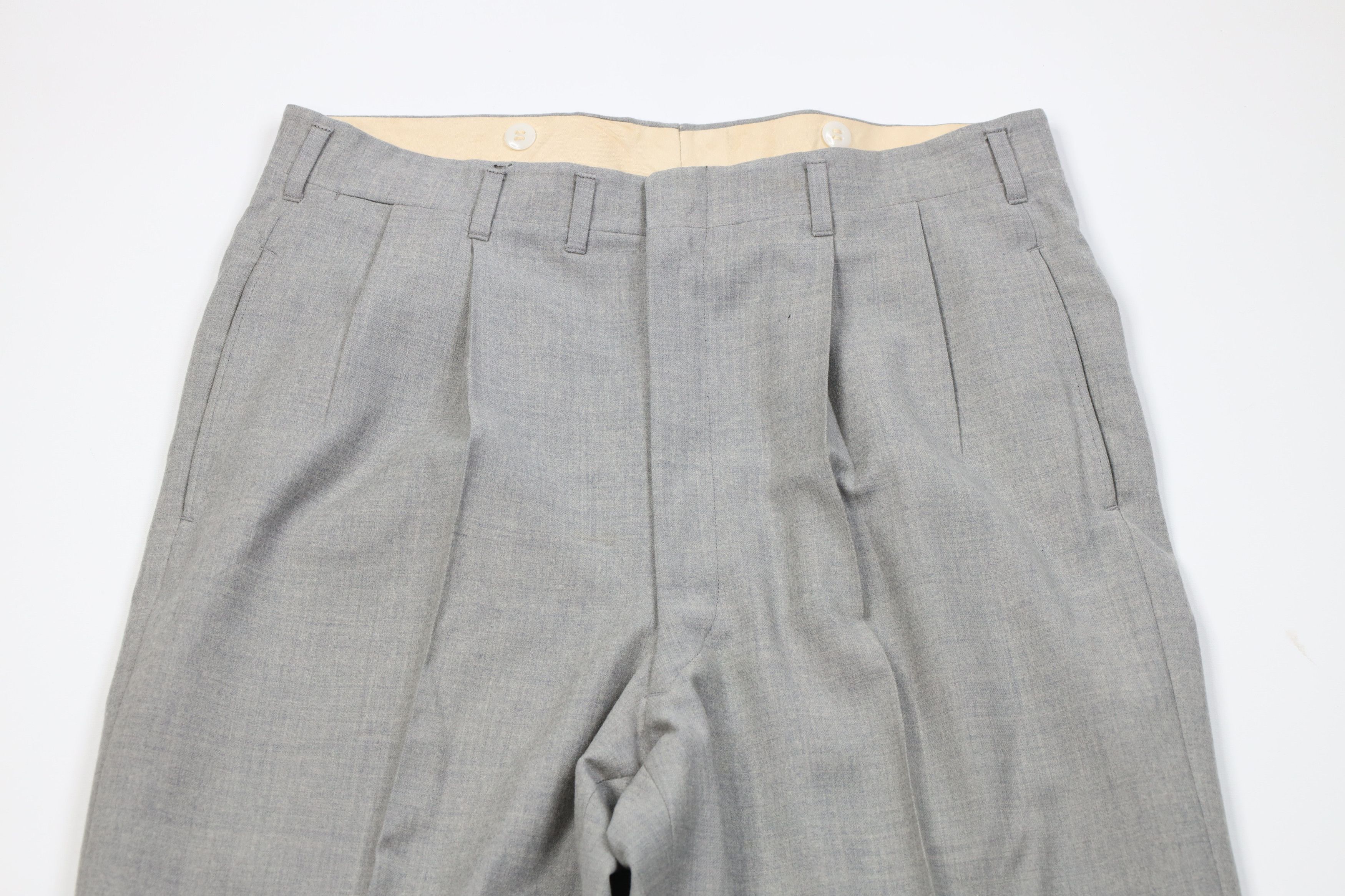 Vintage Vintage 50s Hollywood Regency Wool Chino Pants Gray USA Size US 34 / EU 50 - 2 Thumbnail