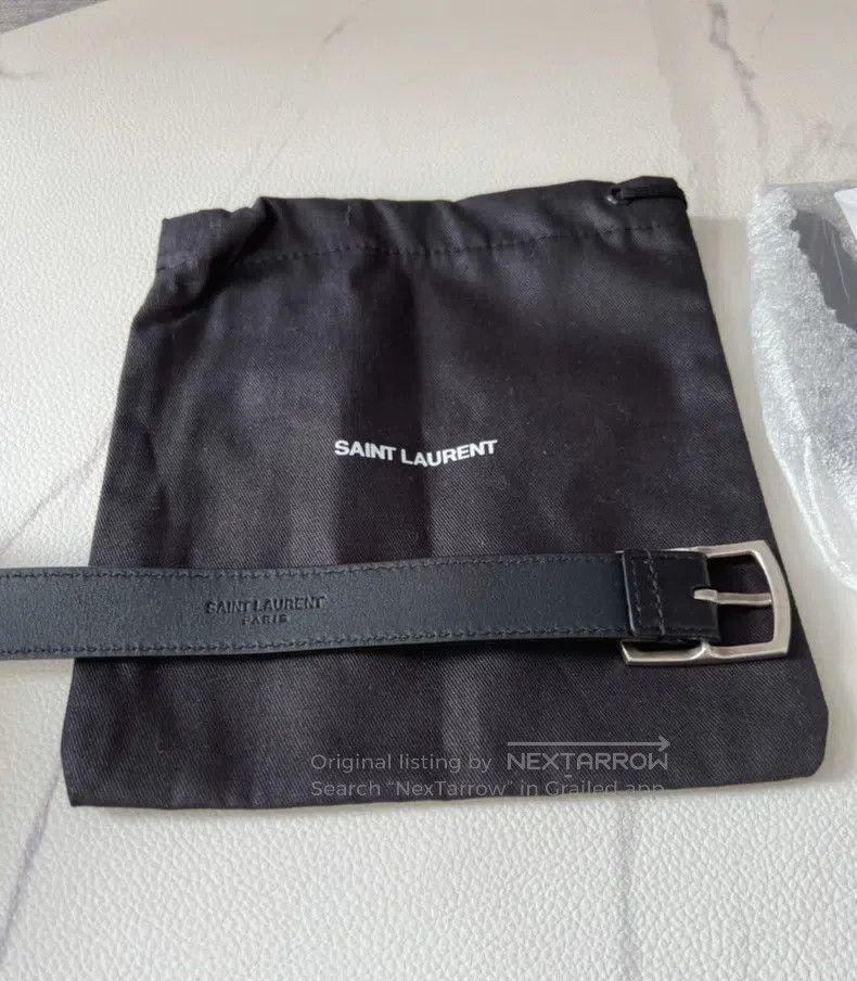 Saint Laurent Paris Saint Laurent Paris size 75/80 Black Leather Belt Silver B Size ONE SIZE - 3 Thumbnail