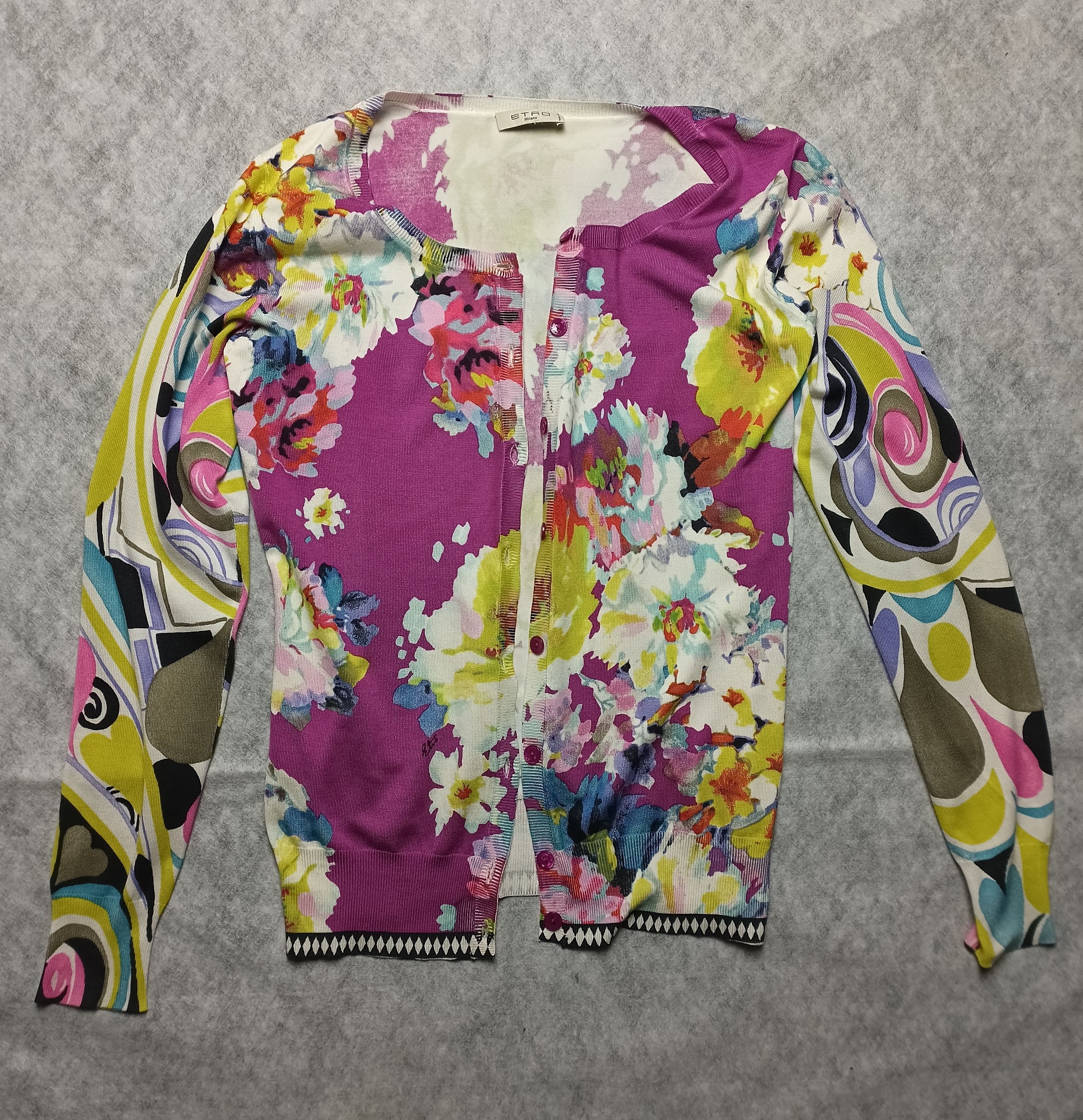 Etro ETRO Milano Silk Blend Cardigan Floral Abstract Print Size M / US 6-8 / IT 42-44 - 5 Thumbnail