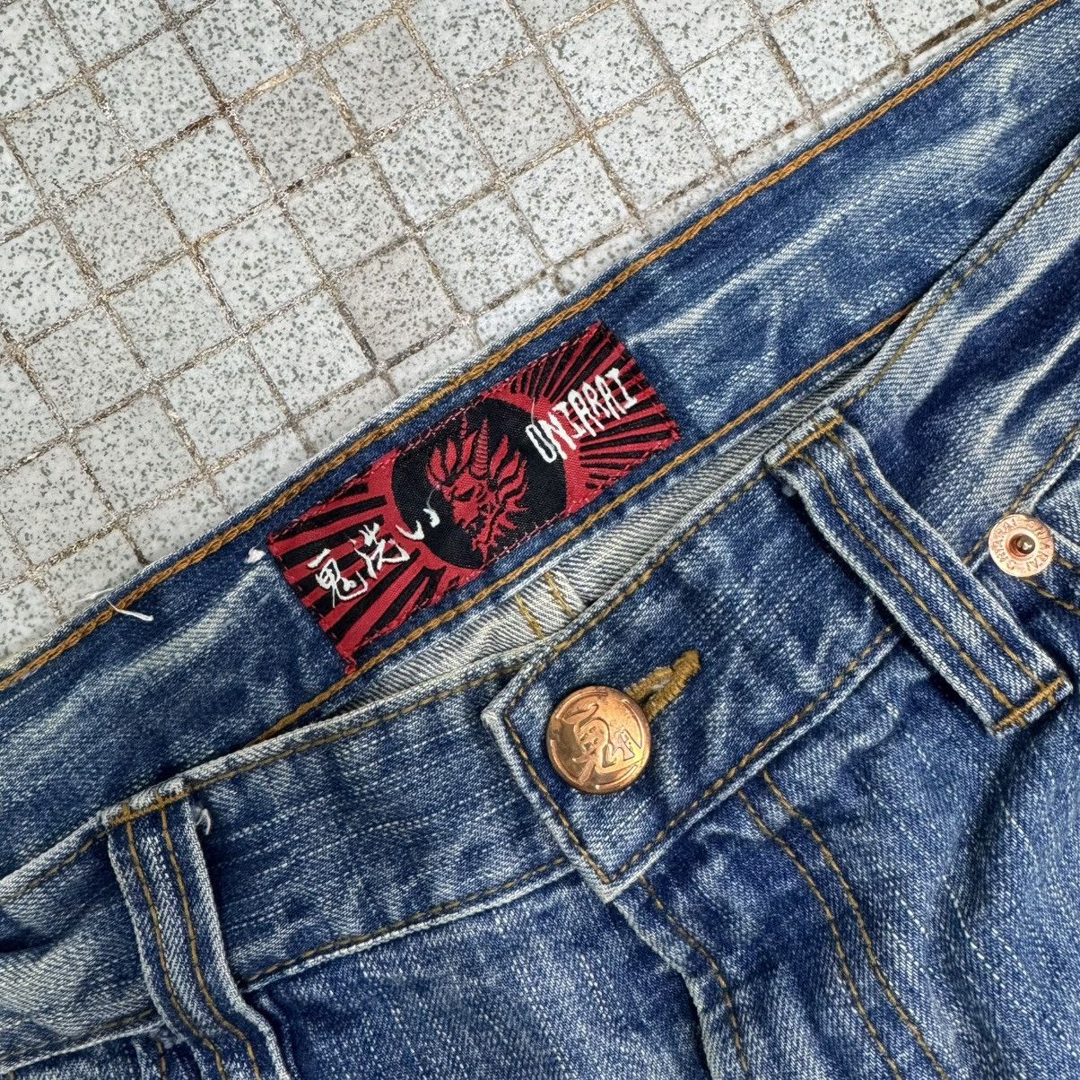 Japanese Brand 2000s Oniarai Embroidery Flame Demon Japanese Jeans Size US 33 - 5 Thumbnail