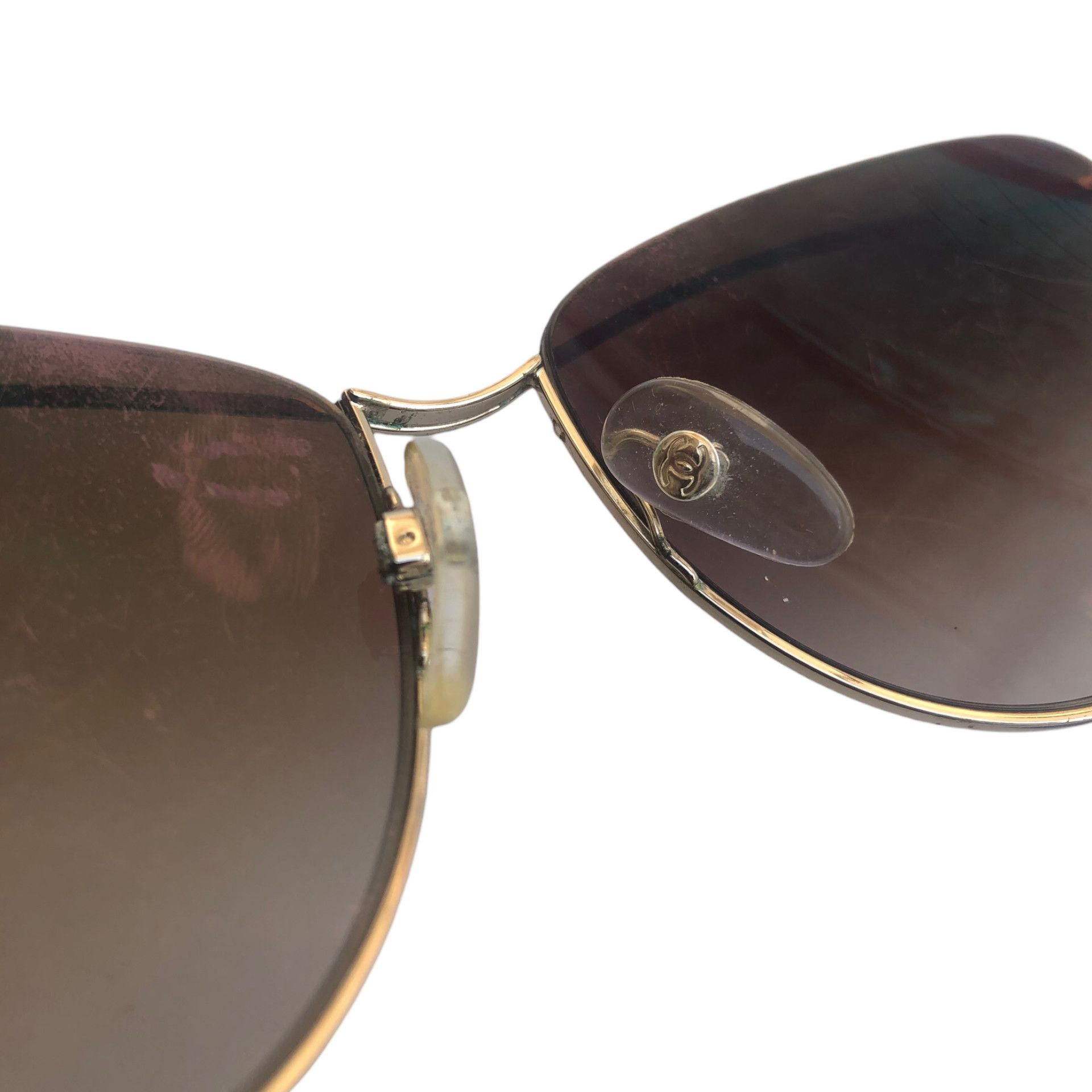Chanel 💯CHANEL Goldtone Metal Frame And Brown Tint Sunglasses 4181 Size ONE SIZE - 6 Thumbnail