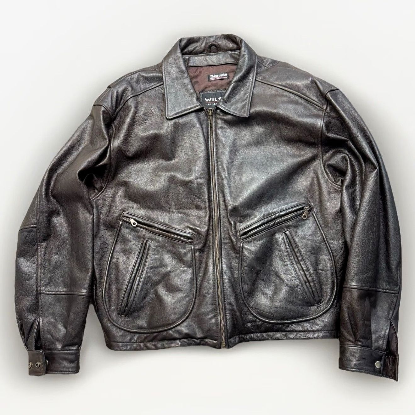 Vintage VINTAGE Wilsons Leather Bomber Jacket Mens L Thinsulate Lined Brown Solid Jacket Size US L / EU 52-54 / 3 - 2 Thumbnail