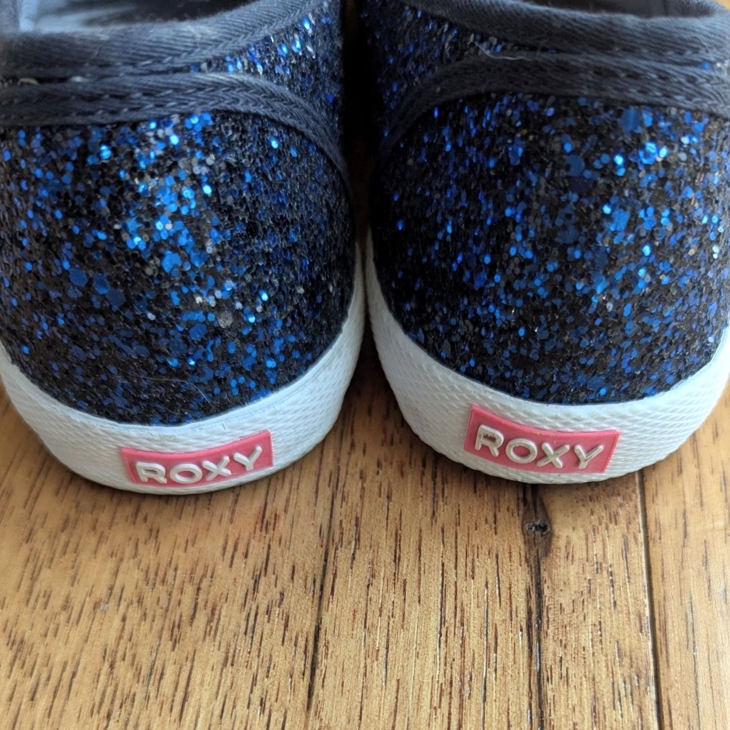 Vintage Roxy Drifter Sneaker Blue Glitter Slip On Womens 7.5 Mermaidcore Glitter Logo Cushioned Comfort Casual Beach Walking Size US 8 / IT 38 - 4 Thumbnail