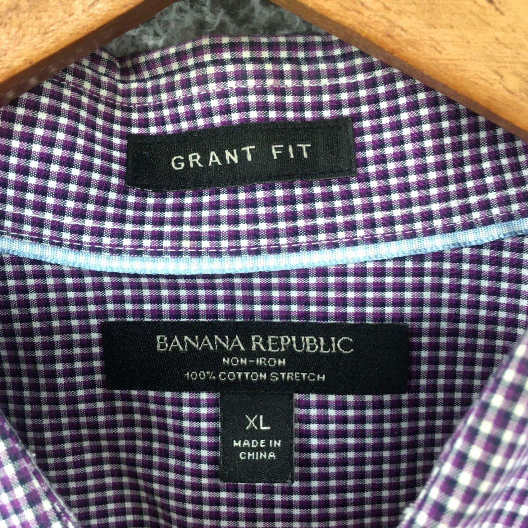 Banana Republic Banana Republic Button-Up Shirt Mens XL Purple Cotton Checkered Non-Iron Stretch Shirt Size US XL / EU 56 / 4 - 6 Thumbnail