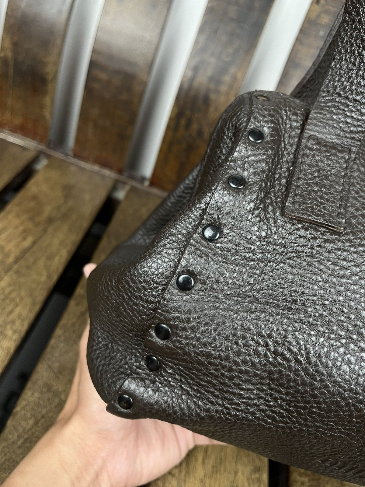 Miu Miu 90s Studded Grained Leather Shoulder Bag - Archive