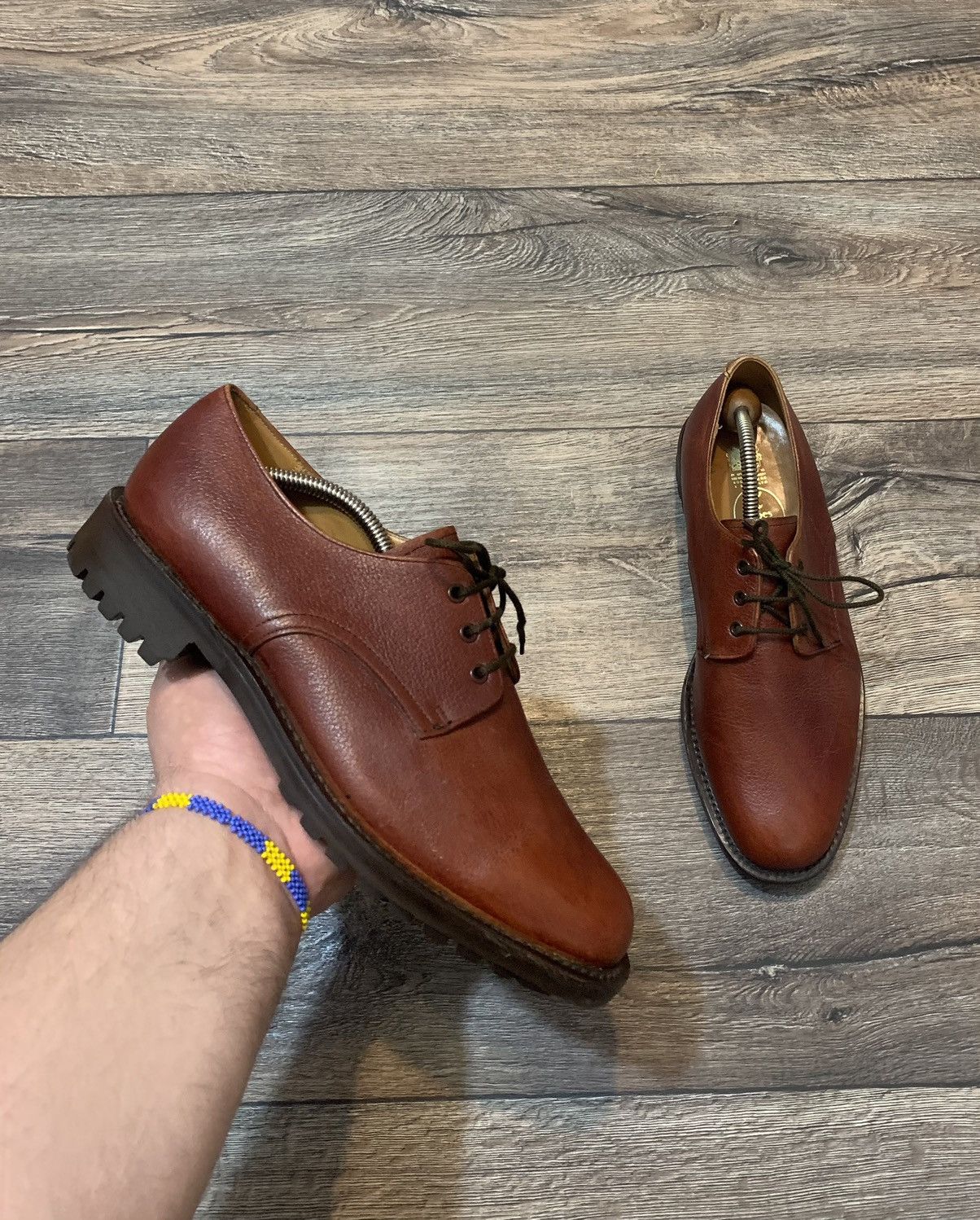 image of Itshide Commando Made In England Leather Derby Shoes in Brown, Men's (Size 9)