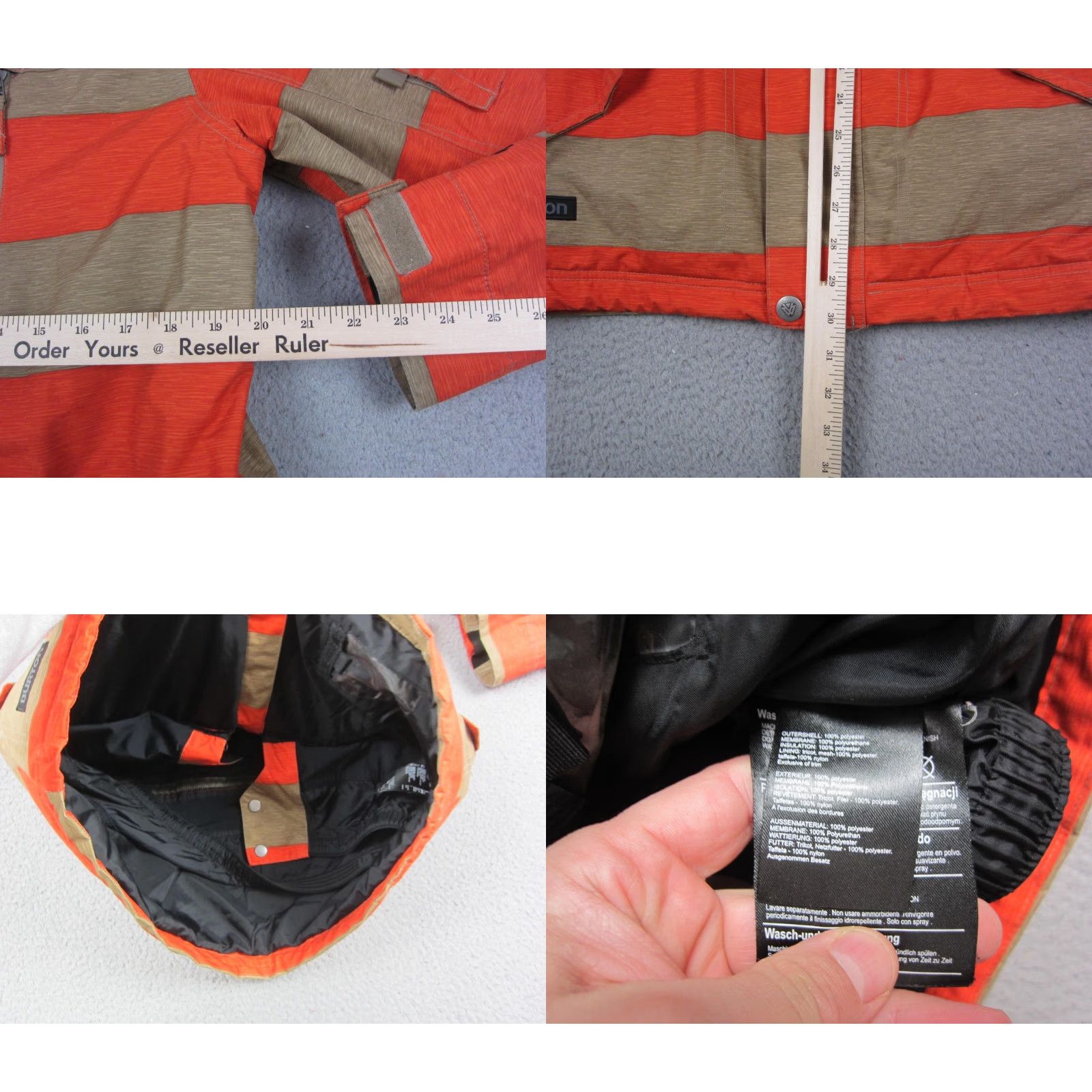 Burton Burton Jacket Mens Small Orange Striped Hooded DryRide Snowboard Ski Windbreaker Lining Polyester Regular-Size Clothing Outdoors Mens Size US S / EU 44-46 / 1 - 8 Thumbnail