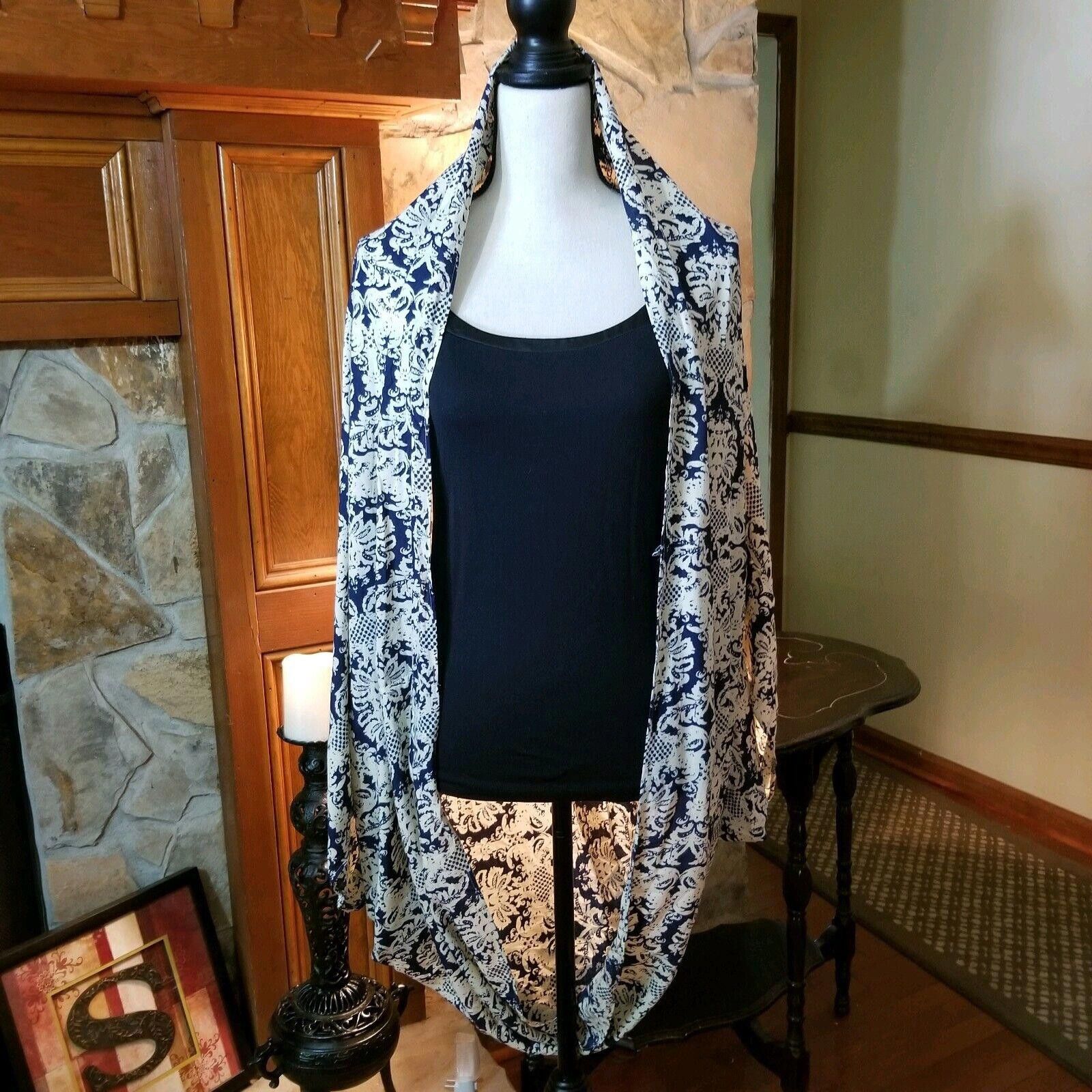 Designer Unbranded Womens Shawl Blue And Tan One Size open front Size ONE SIZE - 1 Thumbnail