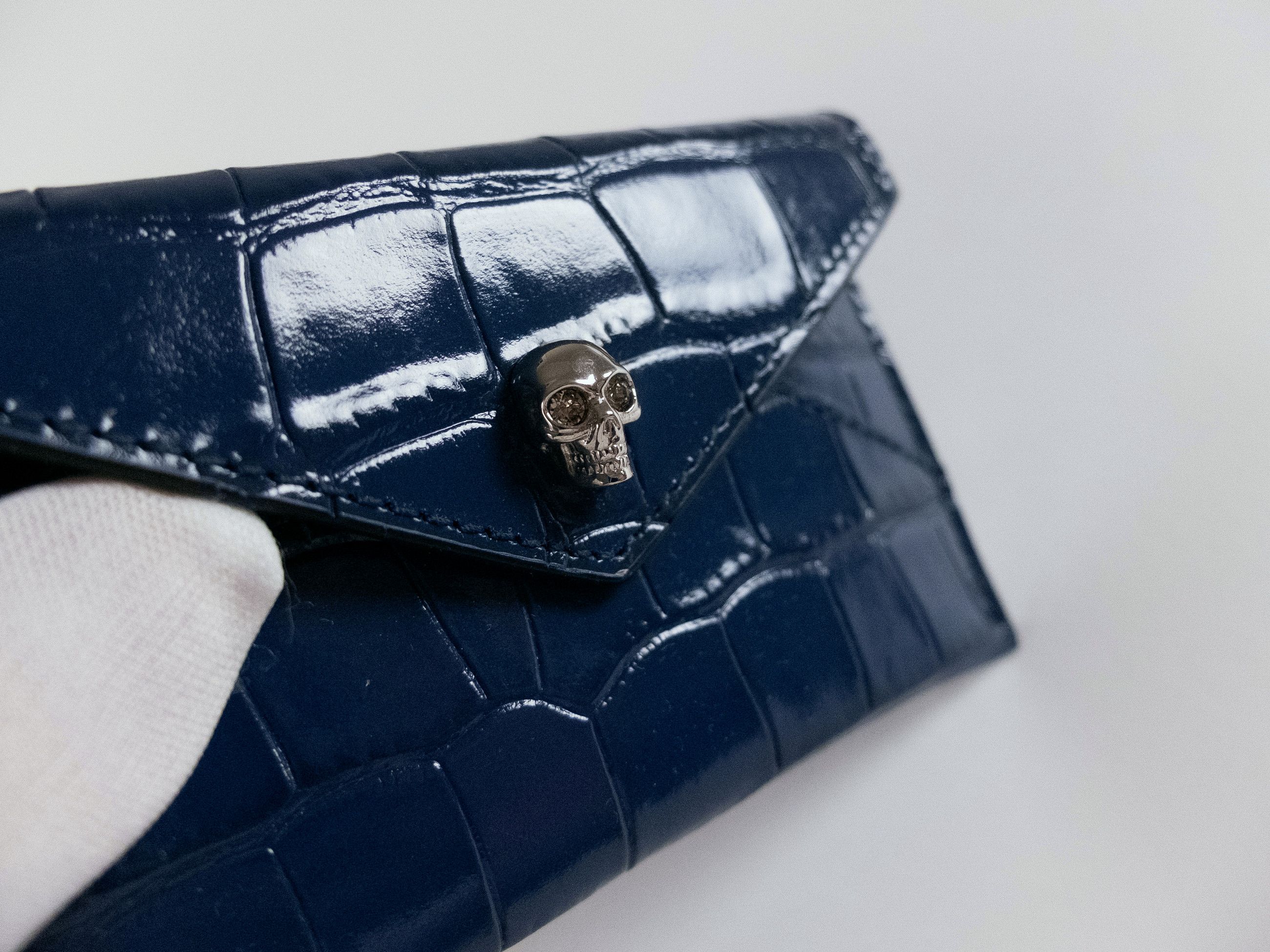 Alexander McQueen ALEXANDER MCQUEEN Skull blue croc effect leather card holder Size ONE SIZE - 2 Thumbnail
