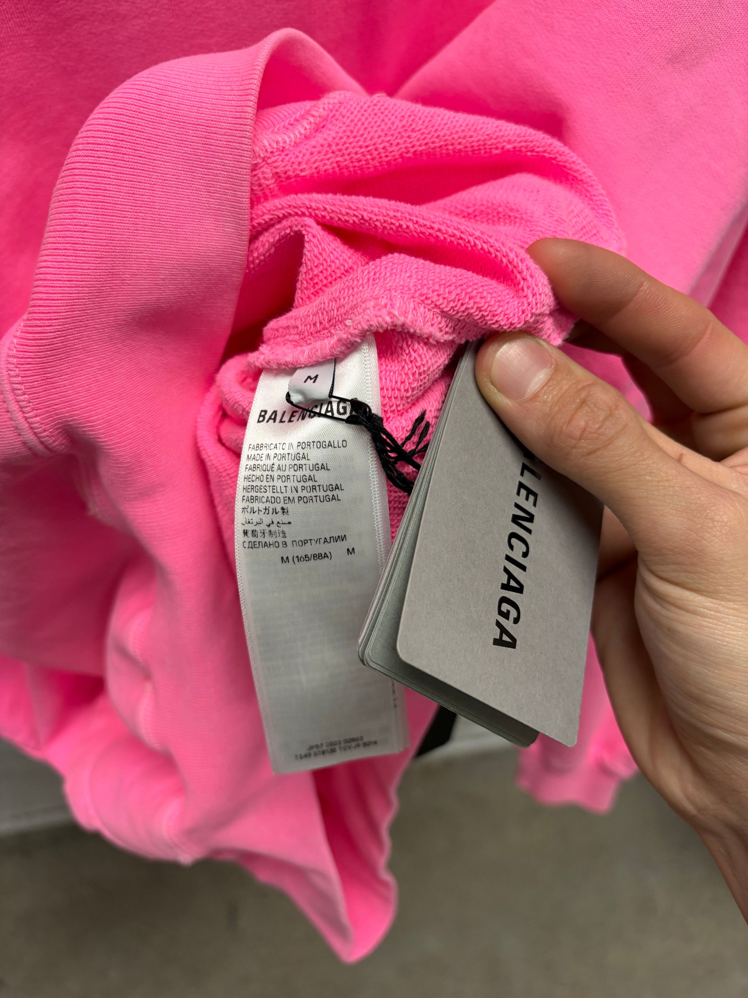 Balenciaga 2022 Balenciaga Minimal Logo Pink/Black Hoodie Size US M / EU 48-50 / 2 - 6 Thumbnail
