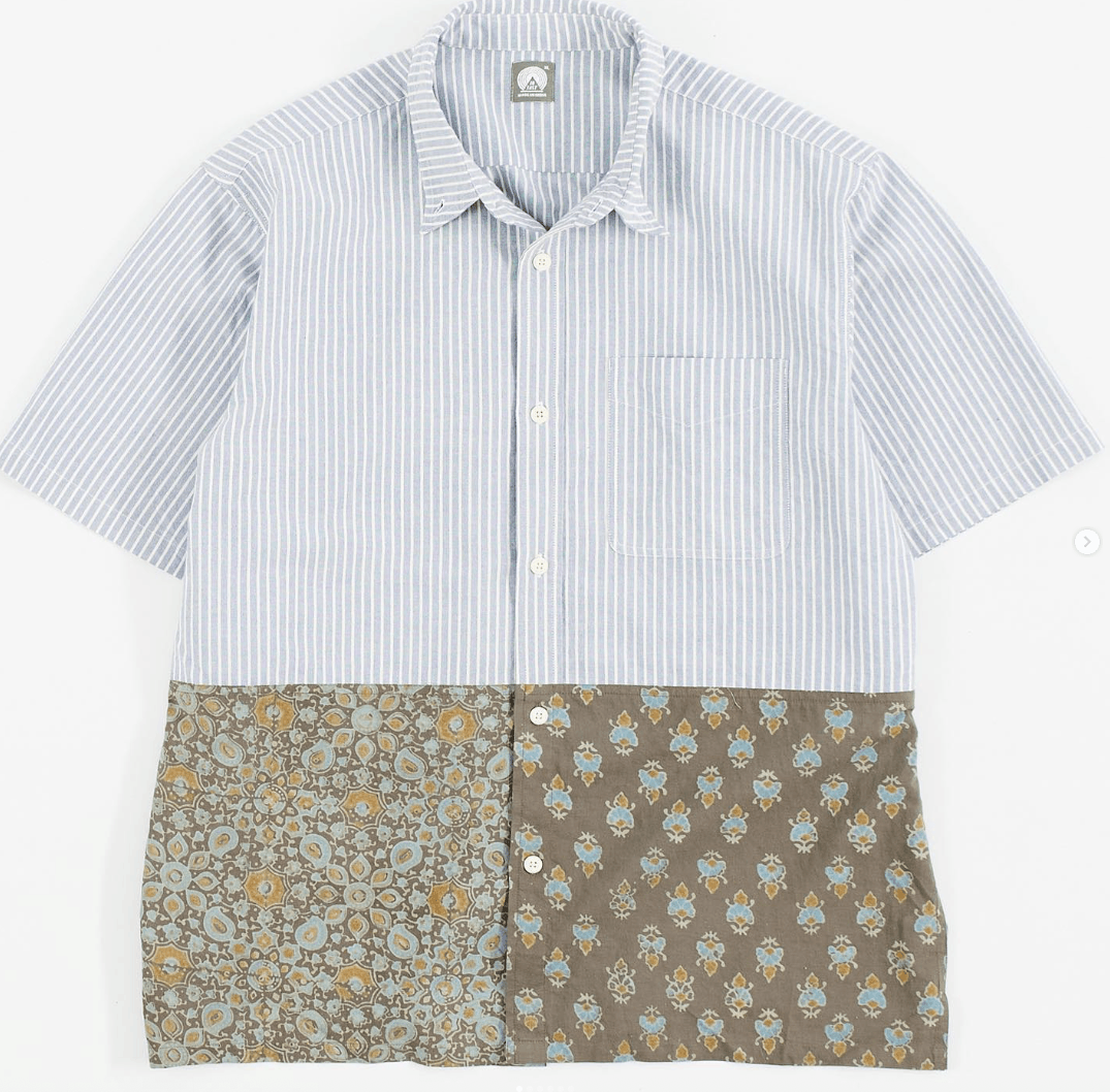 18 East BNWT Split SS BD Shirt Silt Indigo Turmeric Bagru Block Size US L / EU 52-54 / 3 - 2 Thumbnail