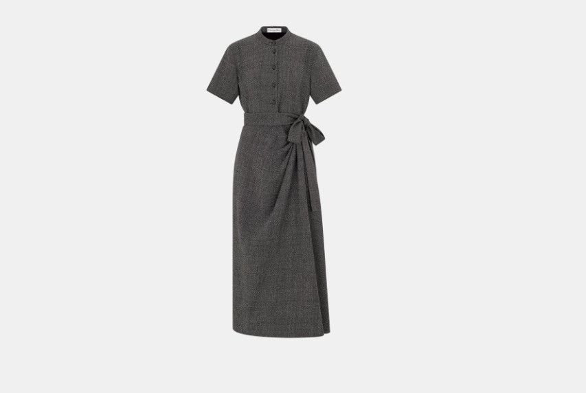 Dior o1w1db10824 Mid-Length Draped Dress in Grey Black Size XS / US 0-2 / IT 36-38 - 1 Thumbnail