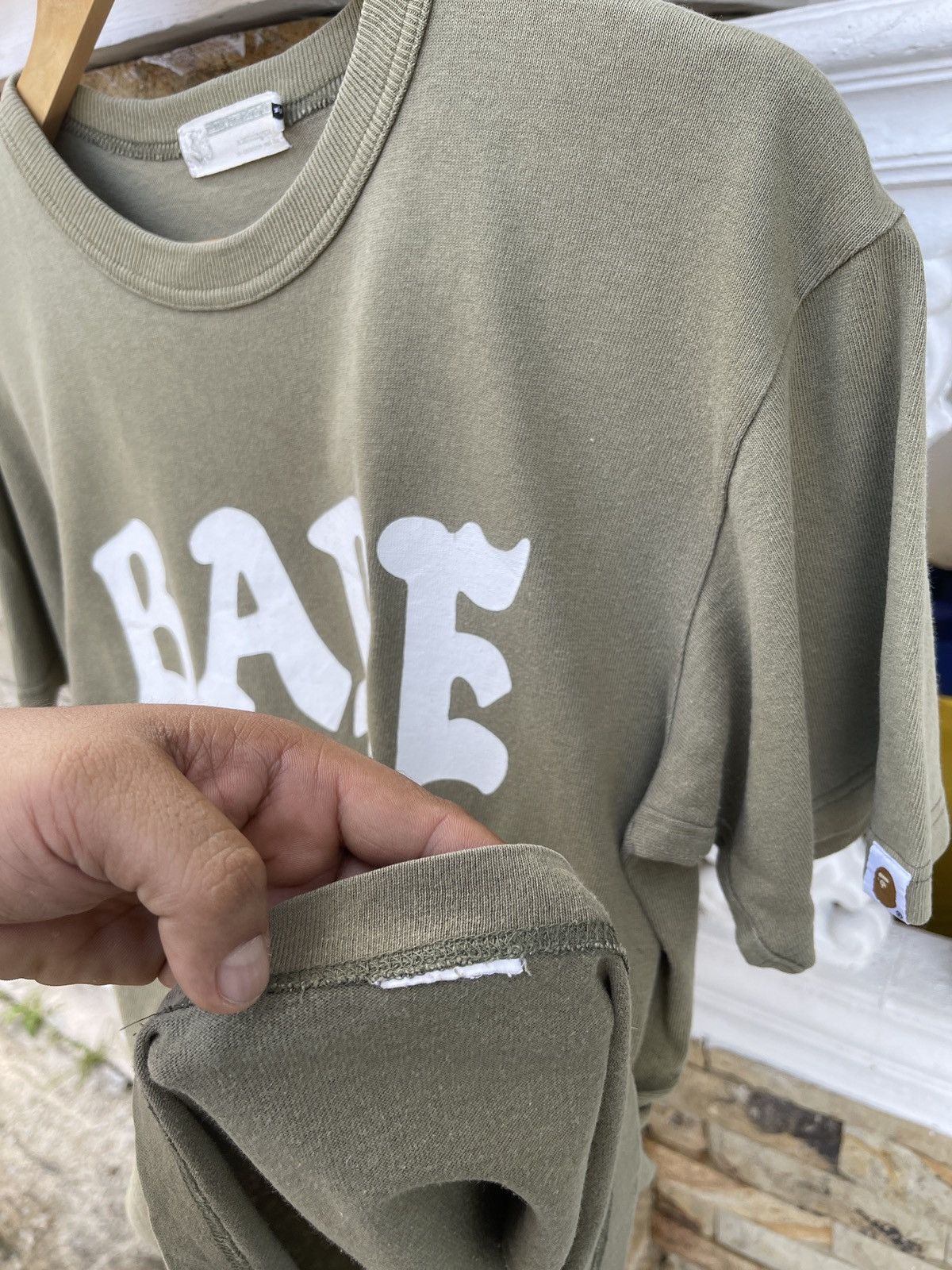 Bape Rare🔥Vintage Spellout Bape Army Green T-Shirt Size US S / EU 44-46 / 1 - 9 Thumbnail