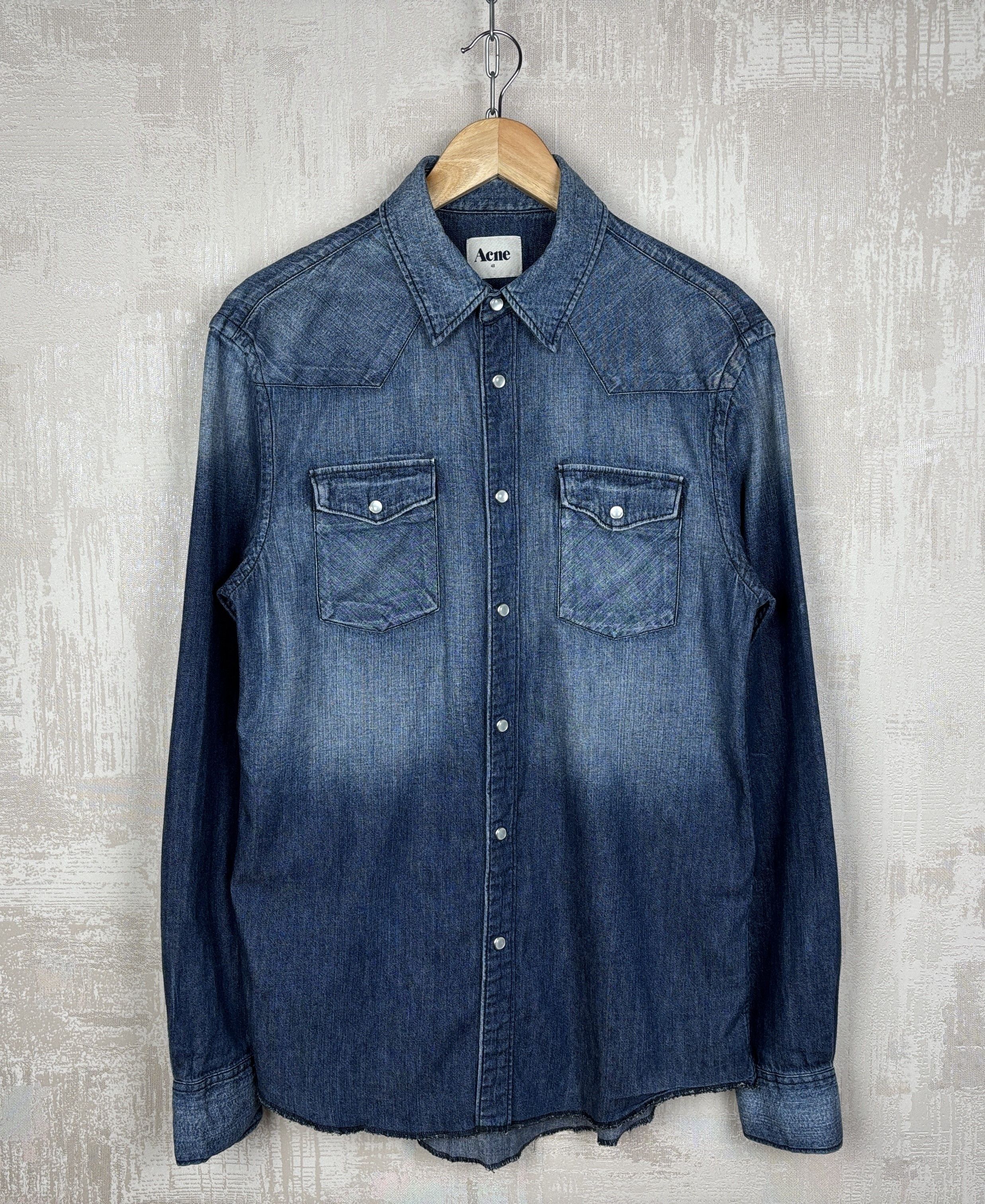 Acne Studios Acne Texas AW11 Pearl Snap Button Denim Long Sleeve Shirt Size US M / EU 48-50 / 2 - 2 Thumbnail