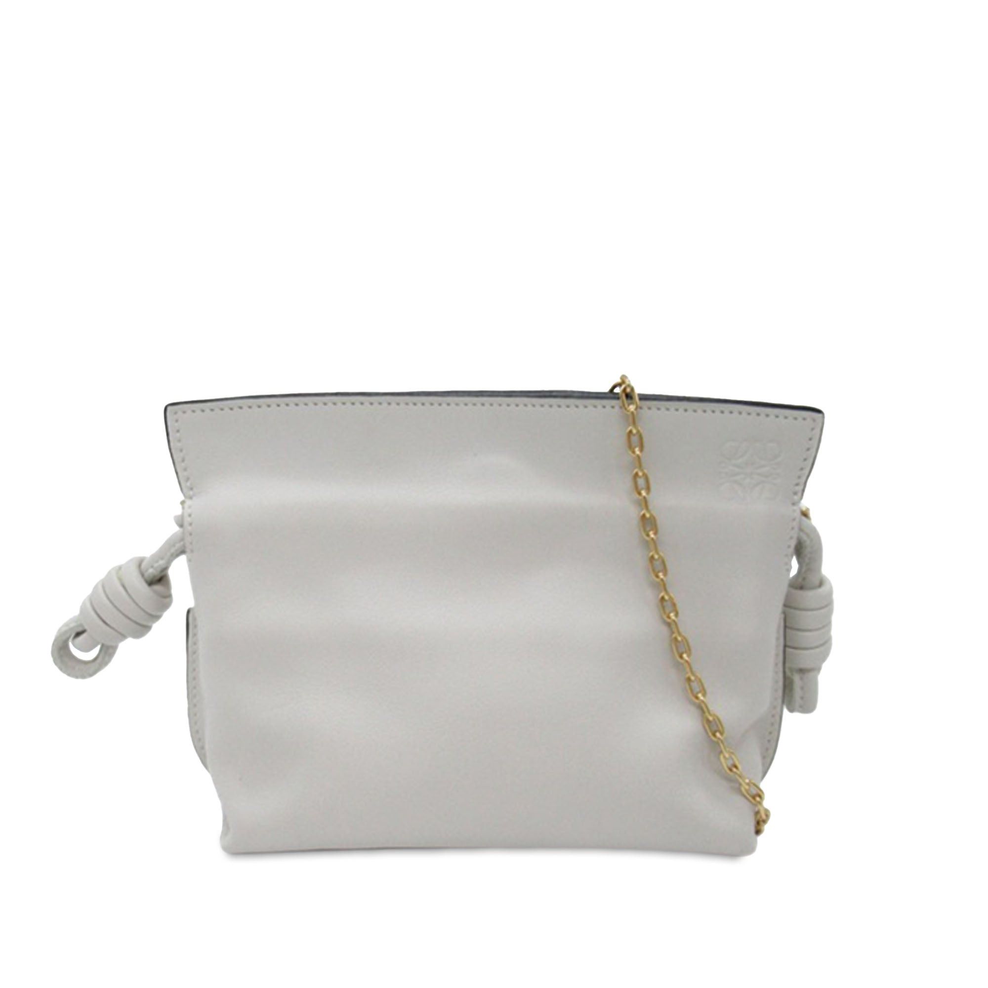 image of Loewe Nano Flamenco Knot Chain Crossbody Crossbody Bag in White, Women's