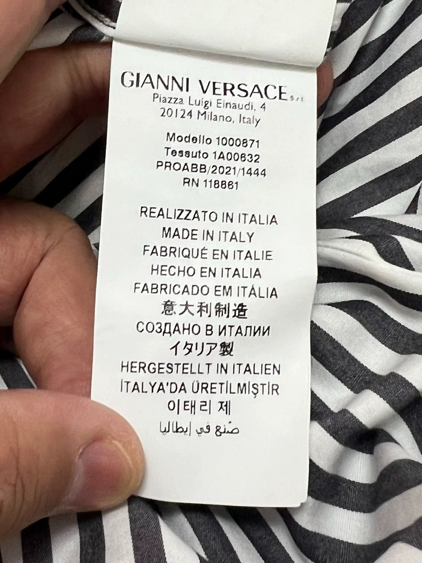 Versace Versace Men's OS White Brown Striped Shirt 40 Size US M / EU 48-50 / 2 - 5 Thumbnail