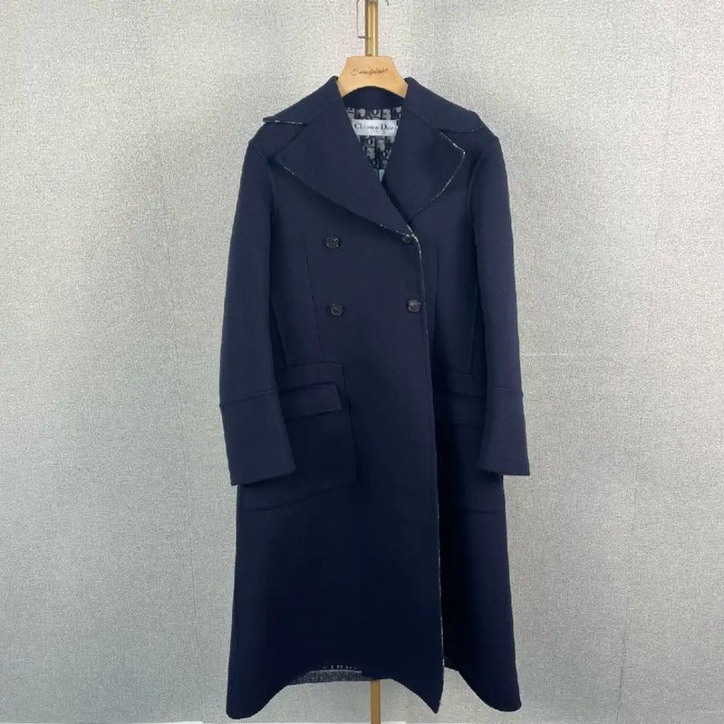 Dior Dior Women's Blue Wool Mid-Length Coat 0089 Size S / US 4 / IT 40 - 1 Thumbnail