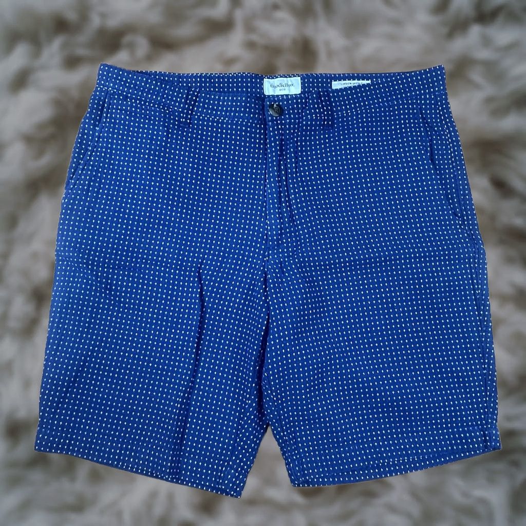 Vintage Goodiellow & Co Mens Linden Bermuda Flat Front Khaki Chino Slack Shorts 36 Blue Size US 36 / EU 52 - 1 Thumbnail