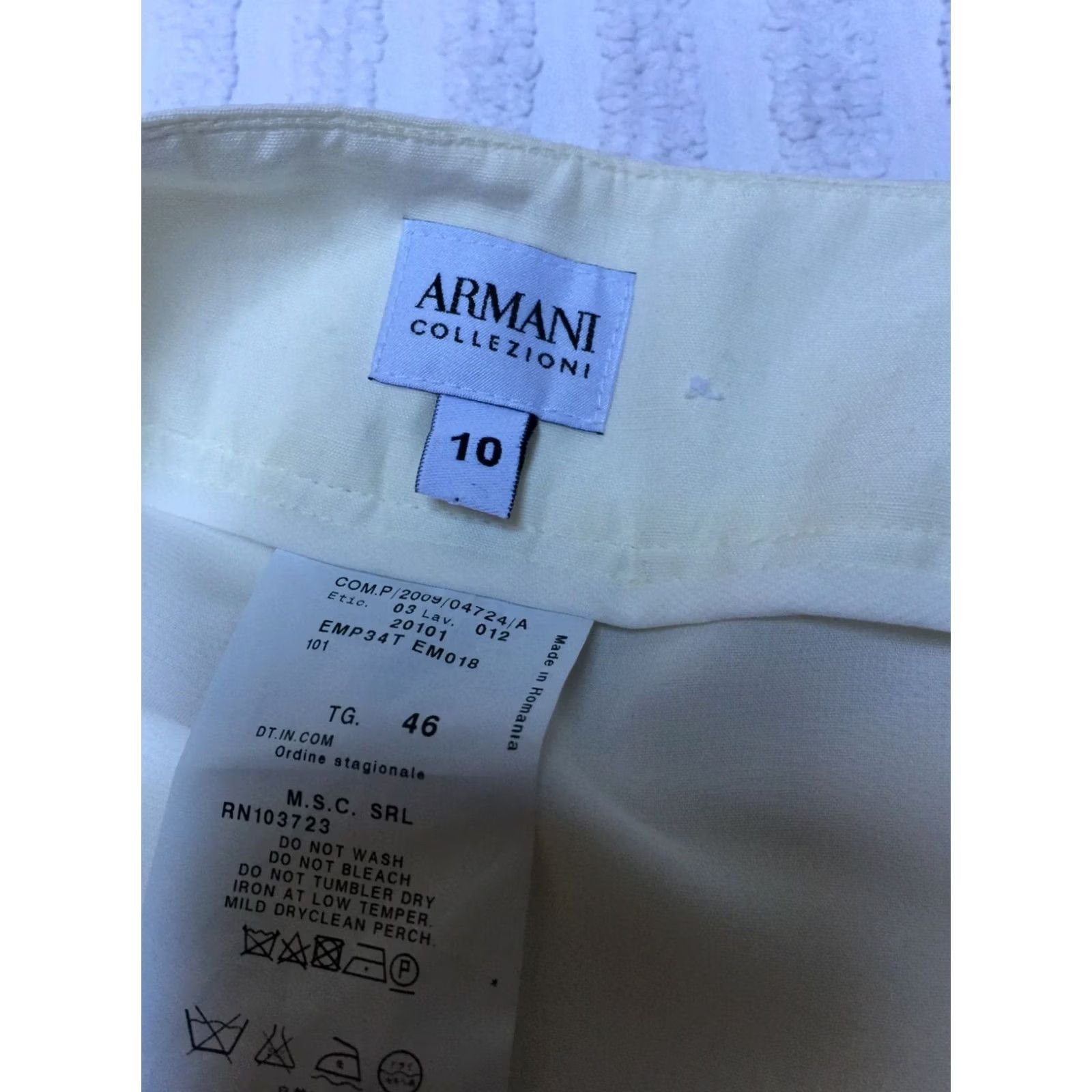 Armani Armani Collezioni Womens Mid-Rise Linen Silk Wide-Leg Pants Ivory Size 10 Casual Size 32" / US 10 / IT 46 - 4 Thumbnail