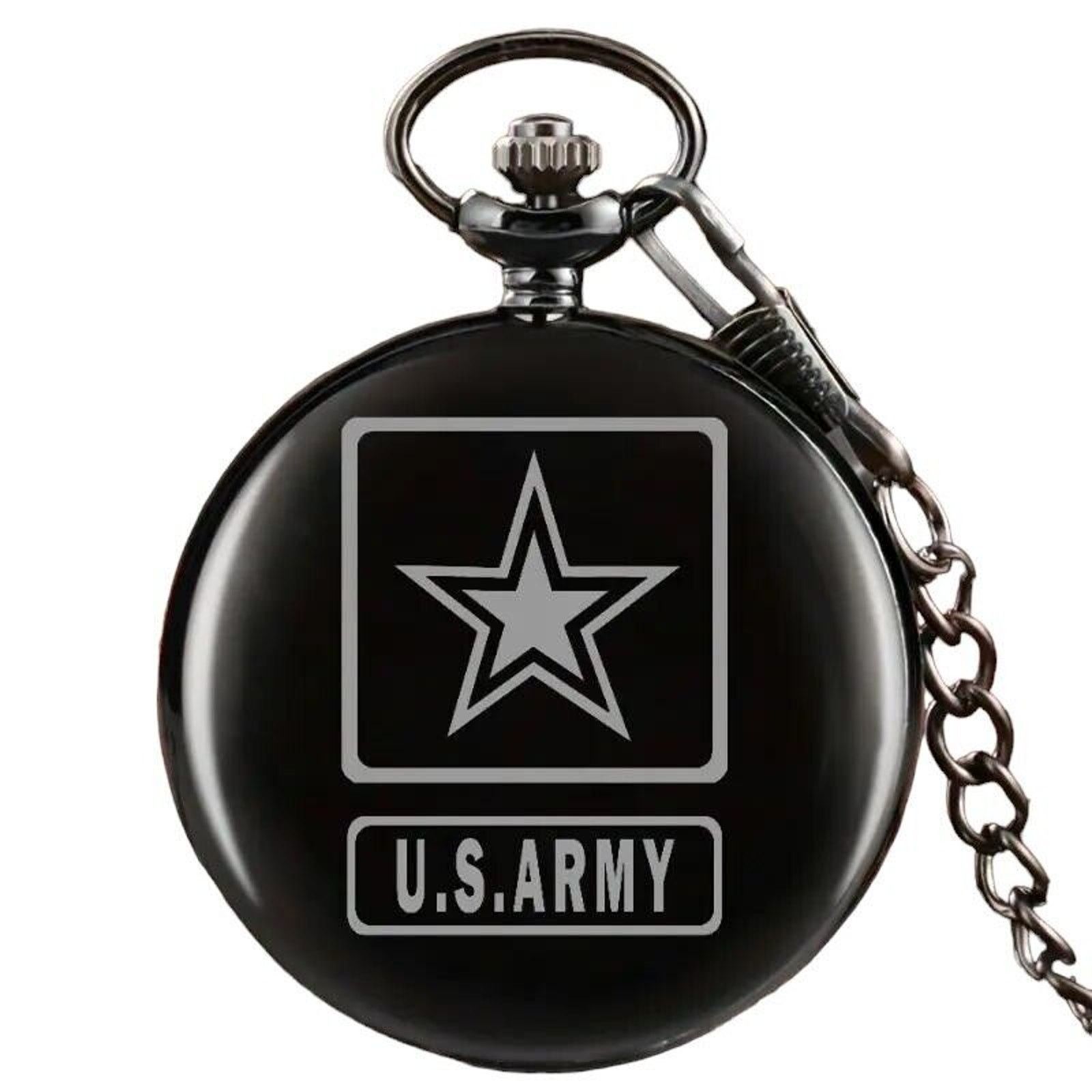 Other Black Quartz Pocket Watch Army Star Military War Guns Tank Size ONE SIZE - 5 Thumbnail