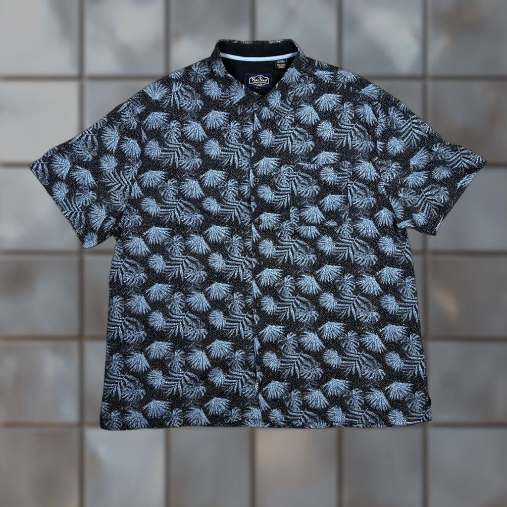 Nat Nast Nat Nast Luxury Originals Mens XL Button Up Shirt Silk Blend Floral Palm Print Black Short Sleeve Button-Up Collared Classic Hawaiian Designer Size US XL / EU 56 / 4 - 1 Thumbnail