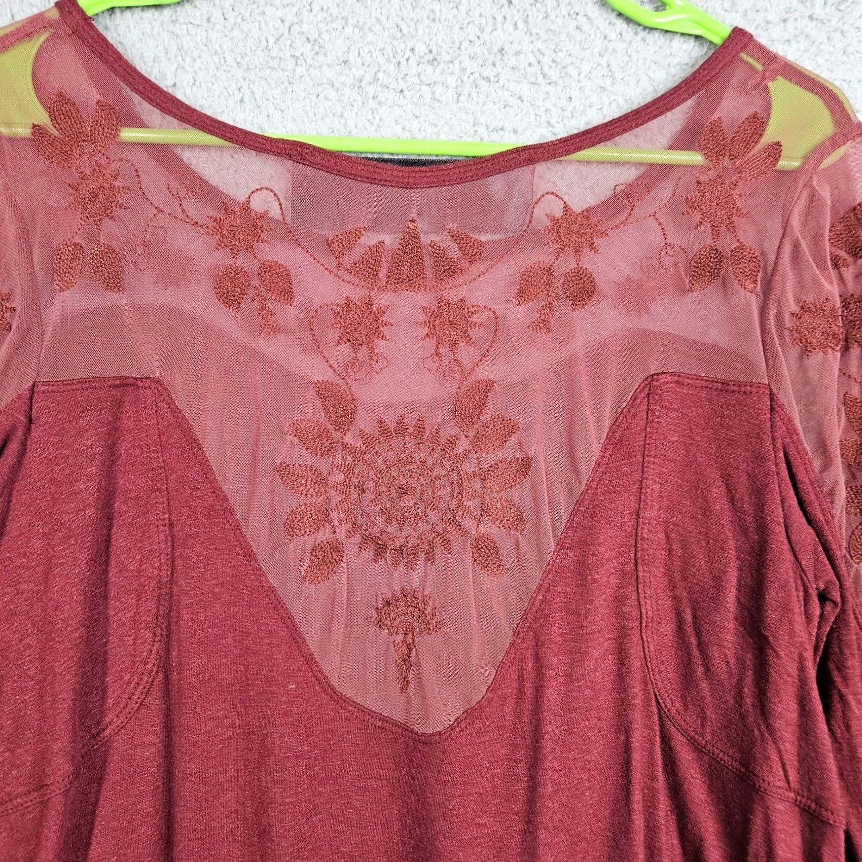 Free People VINTAGE? No. (Skip) New Romantic Free People Women’s Maroon Long Sleeve Top XS Size XS / US 0-2 / IT 36-38 - 6 Thumbnail