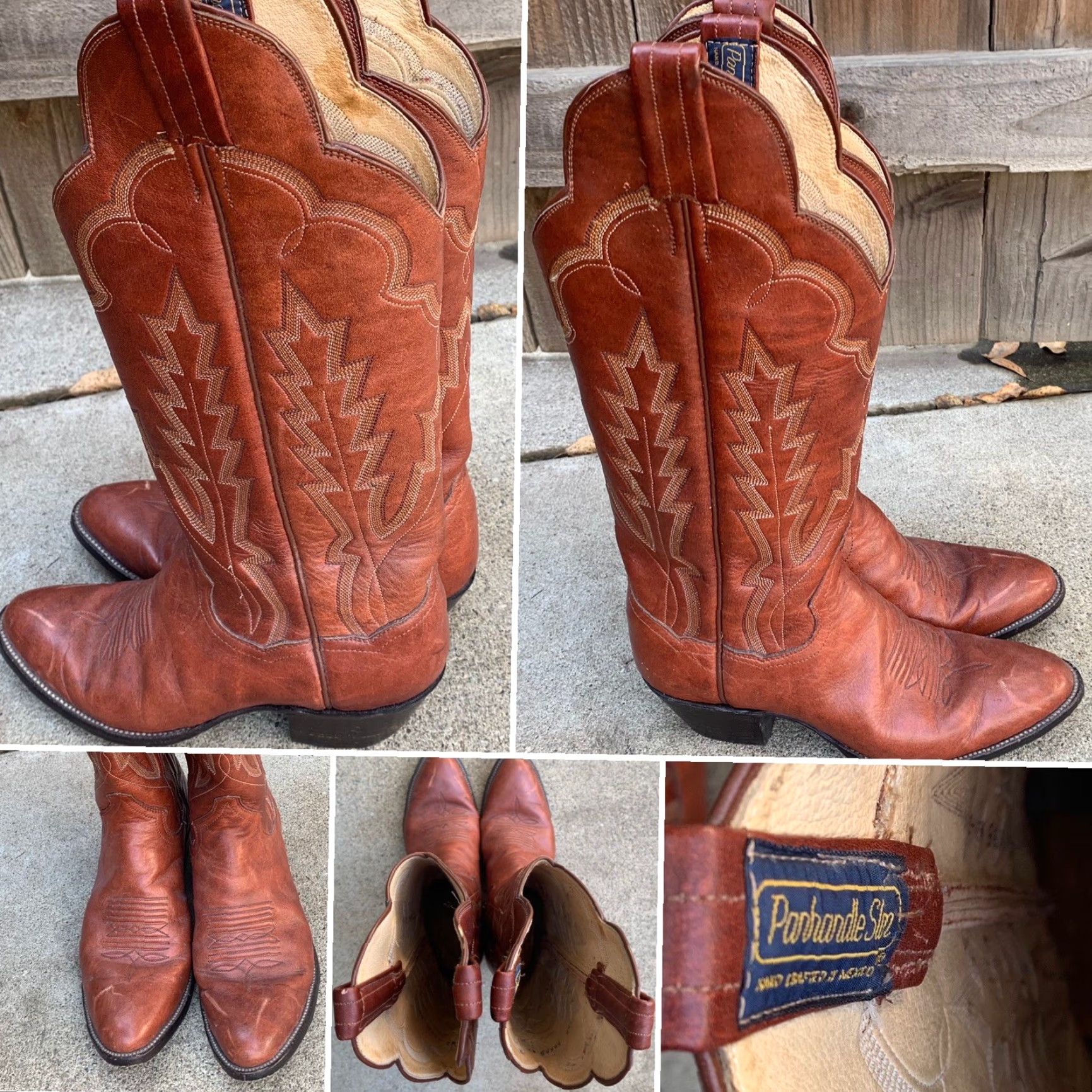 Vintage VINTAGE Panhandle Slim Cowboy Boots Boots Cowgirl Western Hand Crafted 5 1/2 B Brown Leather Mens Ladies? Size US 6 / IT 36 - 4 Thumbnail