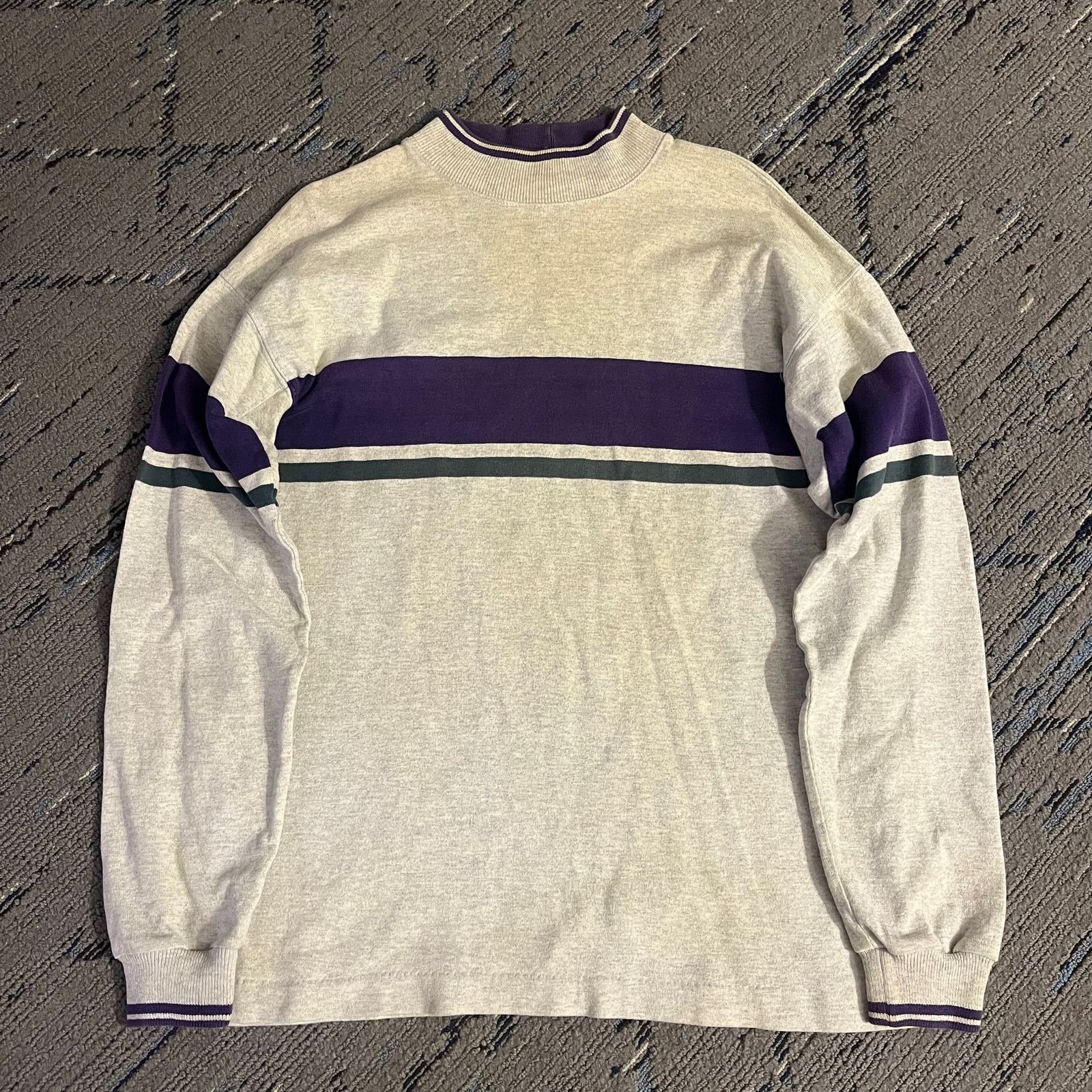 L.L. Bean Vintage L.L.Bean Purple/Green/Grey Striped Crewneck Medium Size US M / EU 48-50 / 2 - 1 Thumbnail