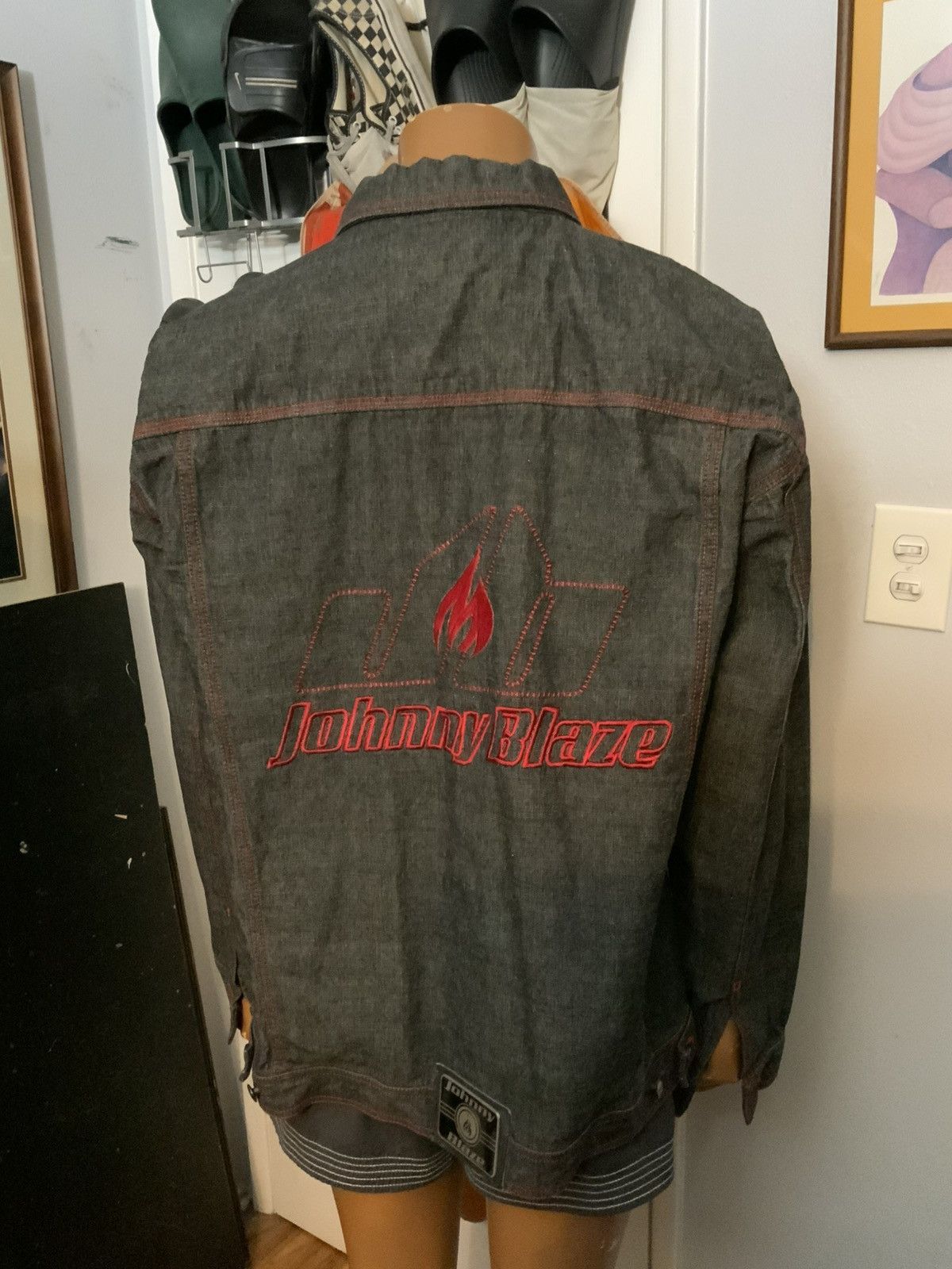 Vintage Y2K Johnny Blaze Flames Method Man Denim Trucker Jacket Size US L / EU 52-54 / 3 - 11 Thumbnail