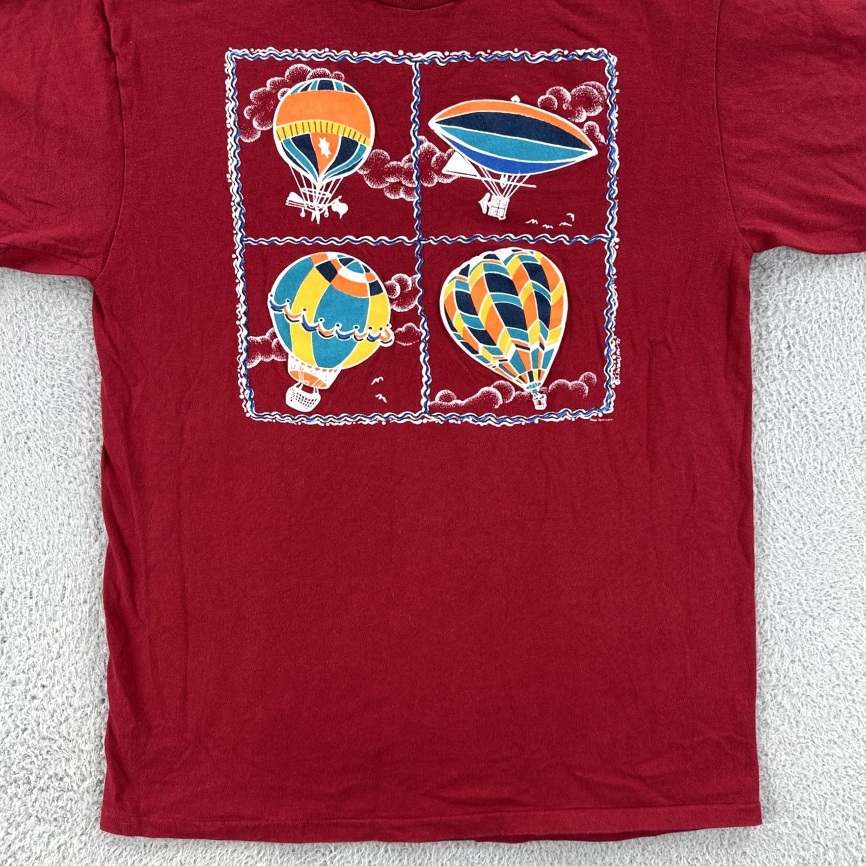 Tultex VINTAGE Tultex Shirt Mens L Red Single Stitch Tee 90s Hot Air Balloon Graphic Print Crew Neck Short Sleeve Mens Size US L / EU 52-54 / 3 - 4 Thumbnail