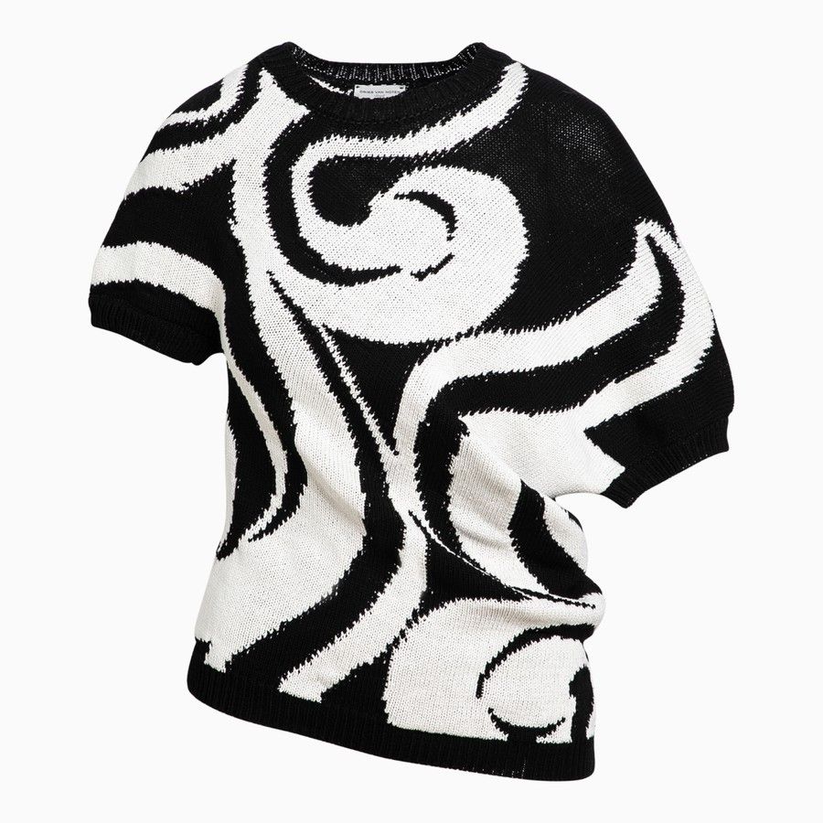 Dries Van Noten o1d2blof0824 Cotton Jersey in Black & White Size S / US 4 / IT 40 - 1 Thumbnail