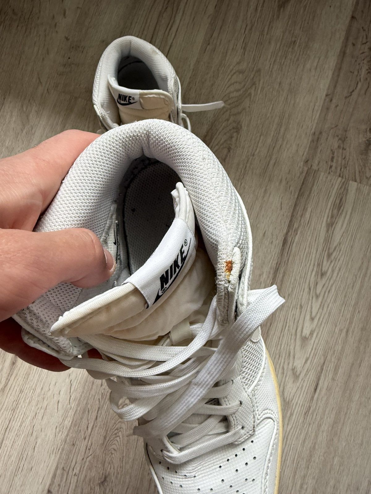 Nike RARE🔥 Nike Dunk Sky Hi Mesh White Leather Sz Sneaker Wedge Size US 8.5 / IT 38.5 - 6 Thumbnail