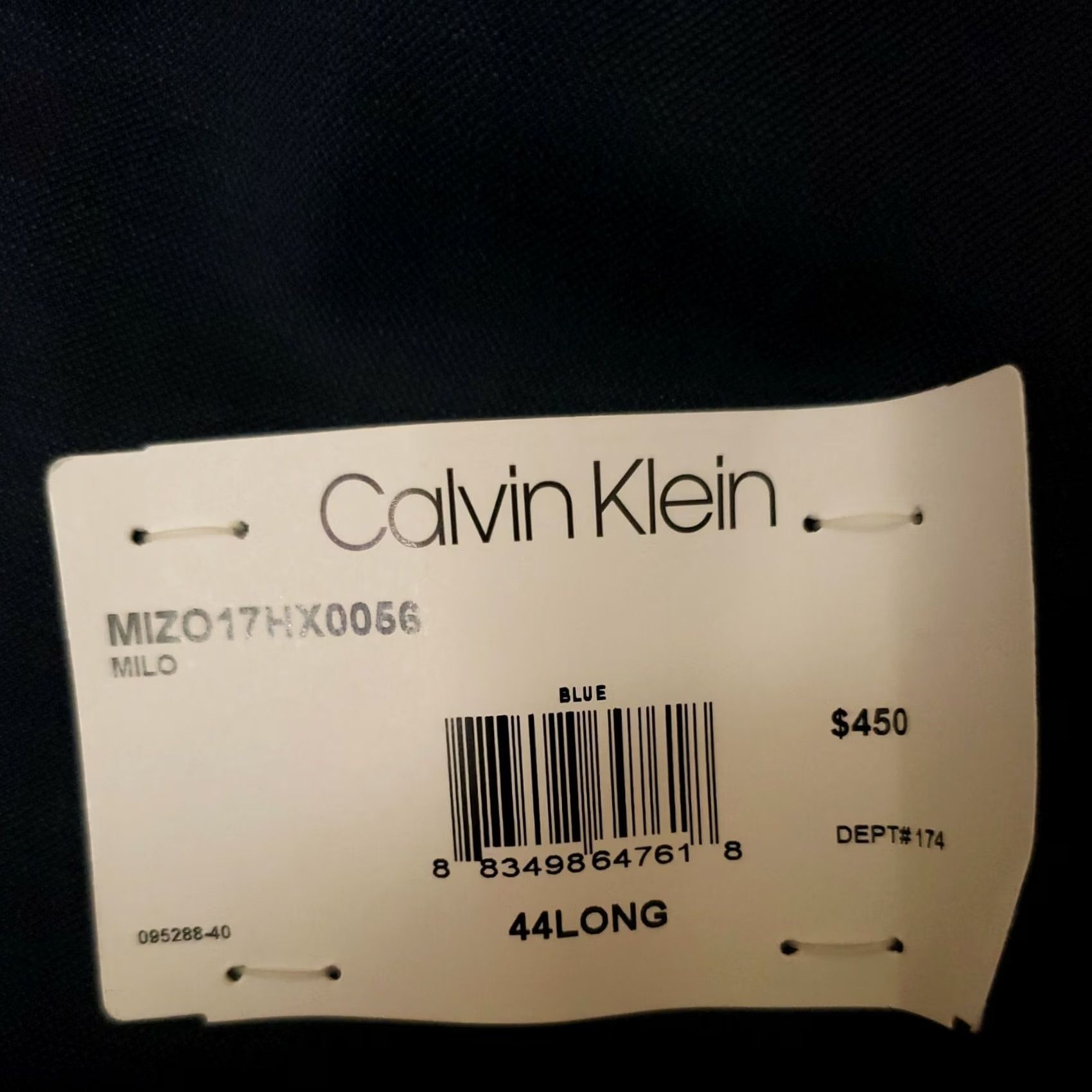 Calvin Klein Calvin Klein MILO Stretch Skinny Fit Blue Dress Suit Jacket 44L Mens Wool/Polyester/Spandex Notch Lapel Long Coat Jacket Single-Breasted 1 Piece Size 44R - 8 Thumbnail